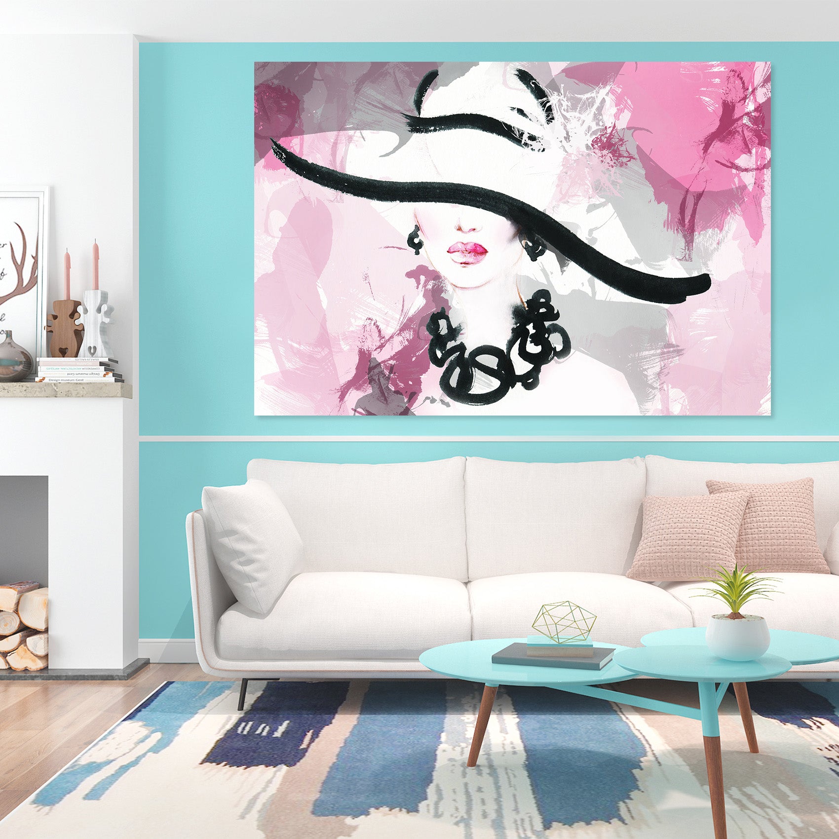 3D White Hat Lady 1014 Wall Sticker