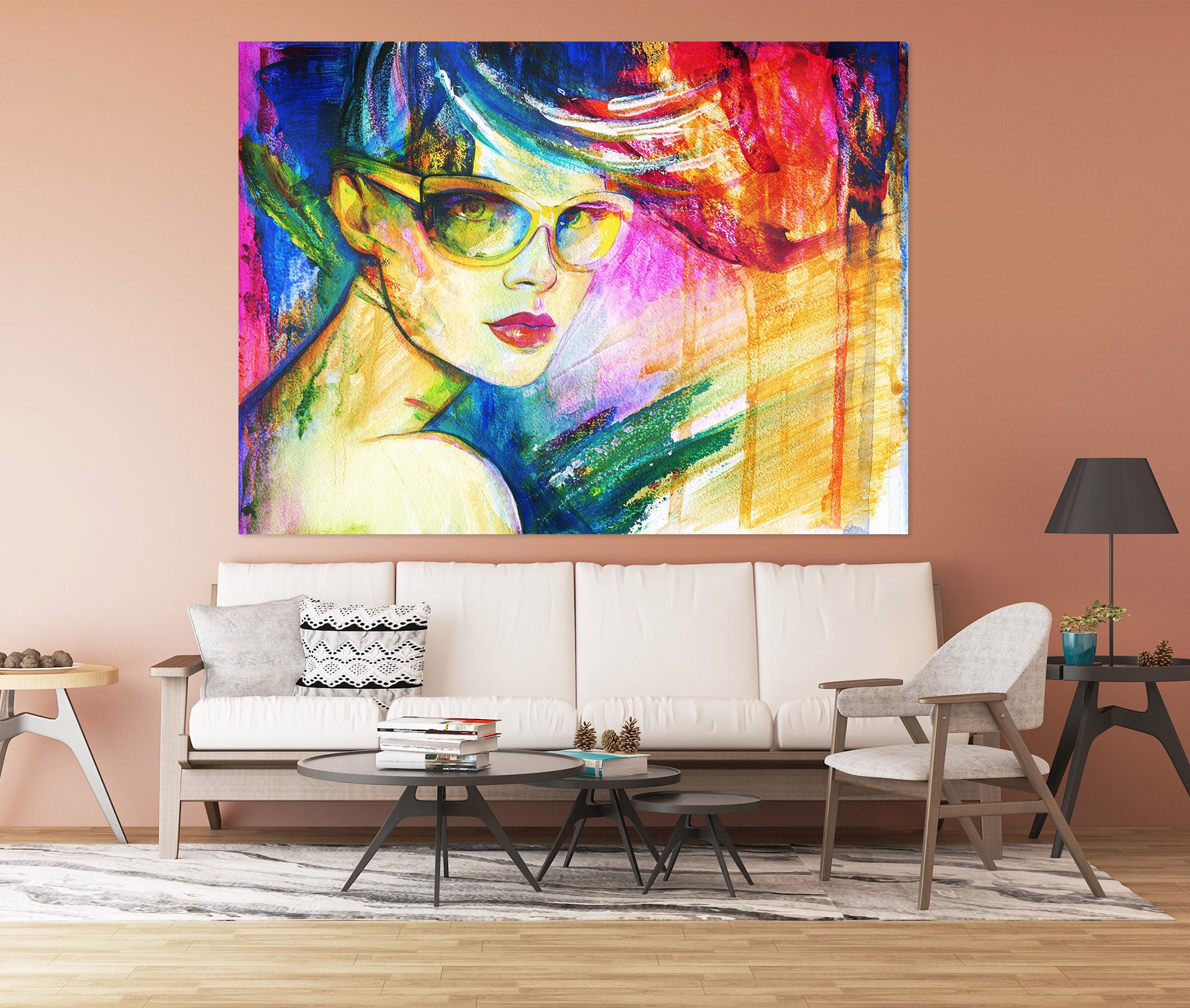 3D Colored Glasses Woman 1047 Wall Sticker