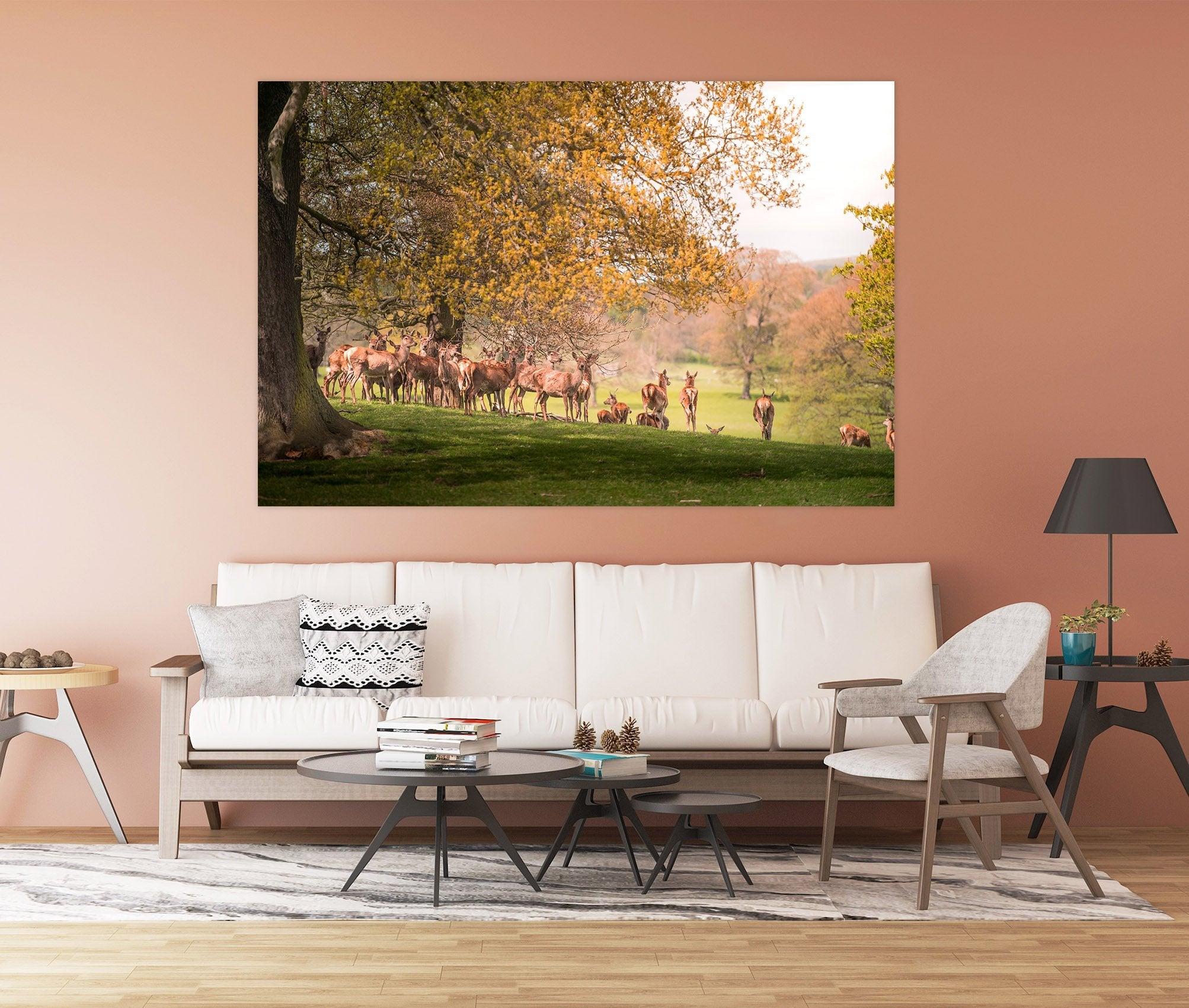 3D Wild Raindeer In Coutry Park In Autumn 130 Animal Wall Stickers Wallpaper AJ Wallpaper 2