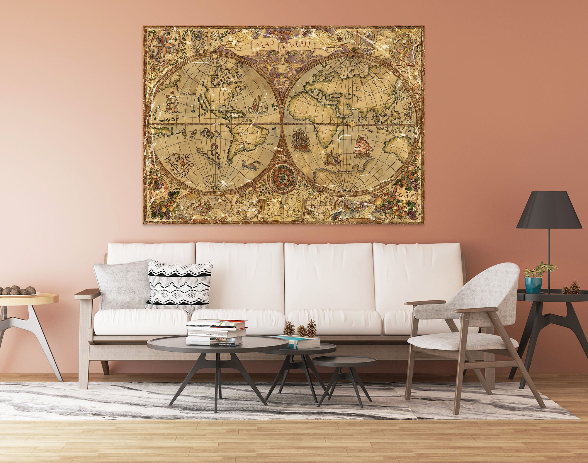 3D Precision Painting 229 World Map Wall Sticker