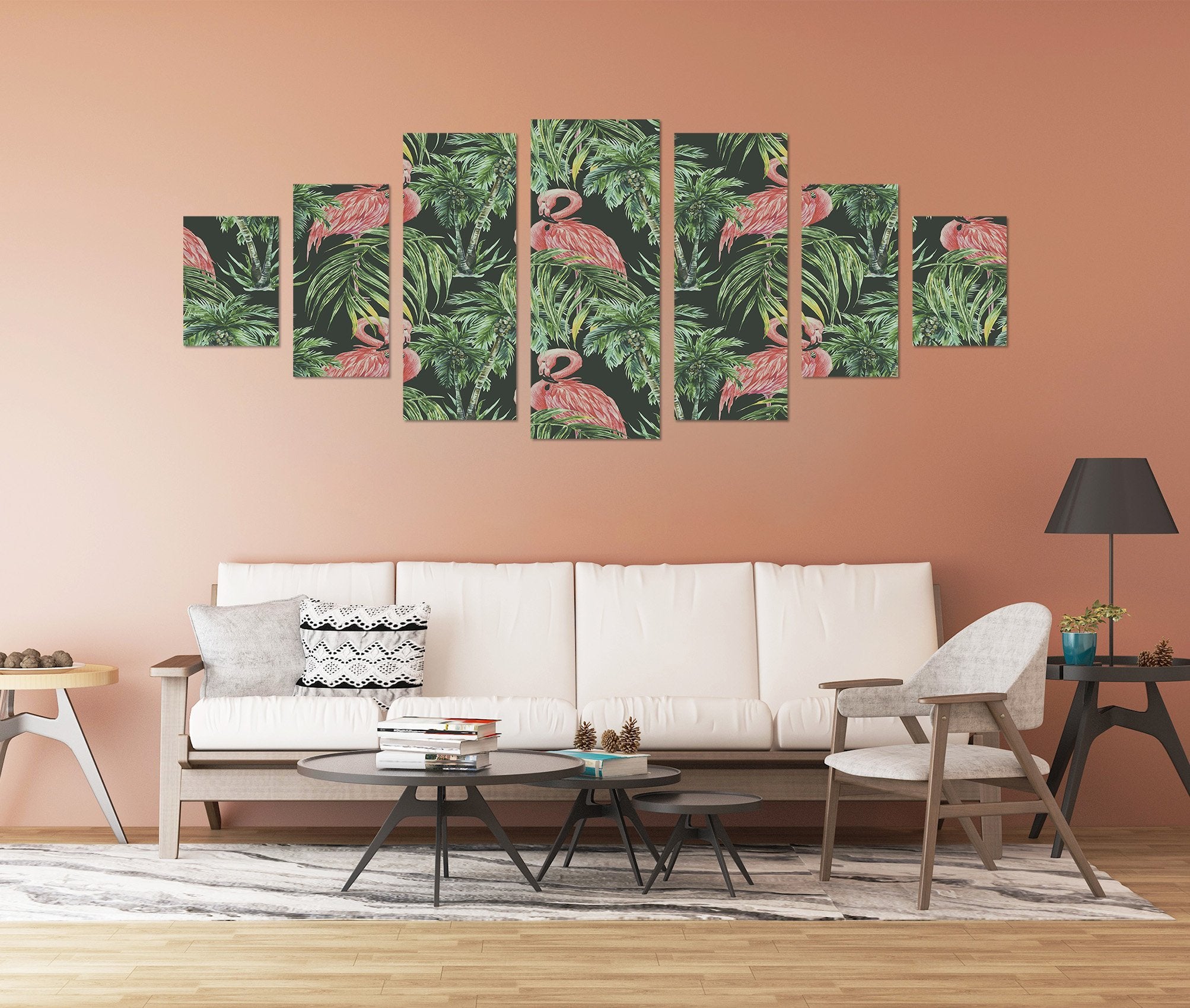 3D Tree Flamingos 084 Unframed Print Wallpaper Wallpaper AJ Wallpaper