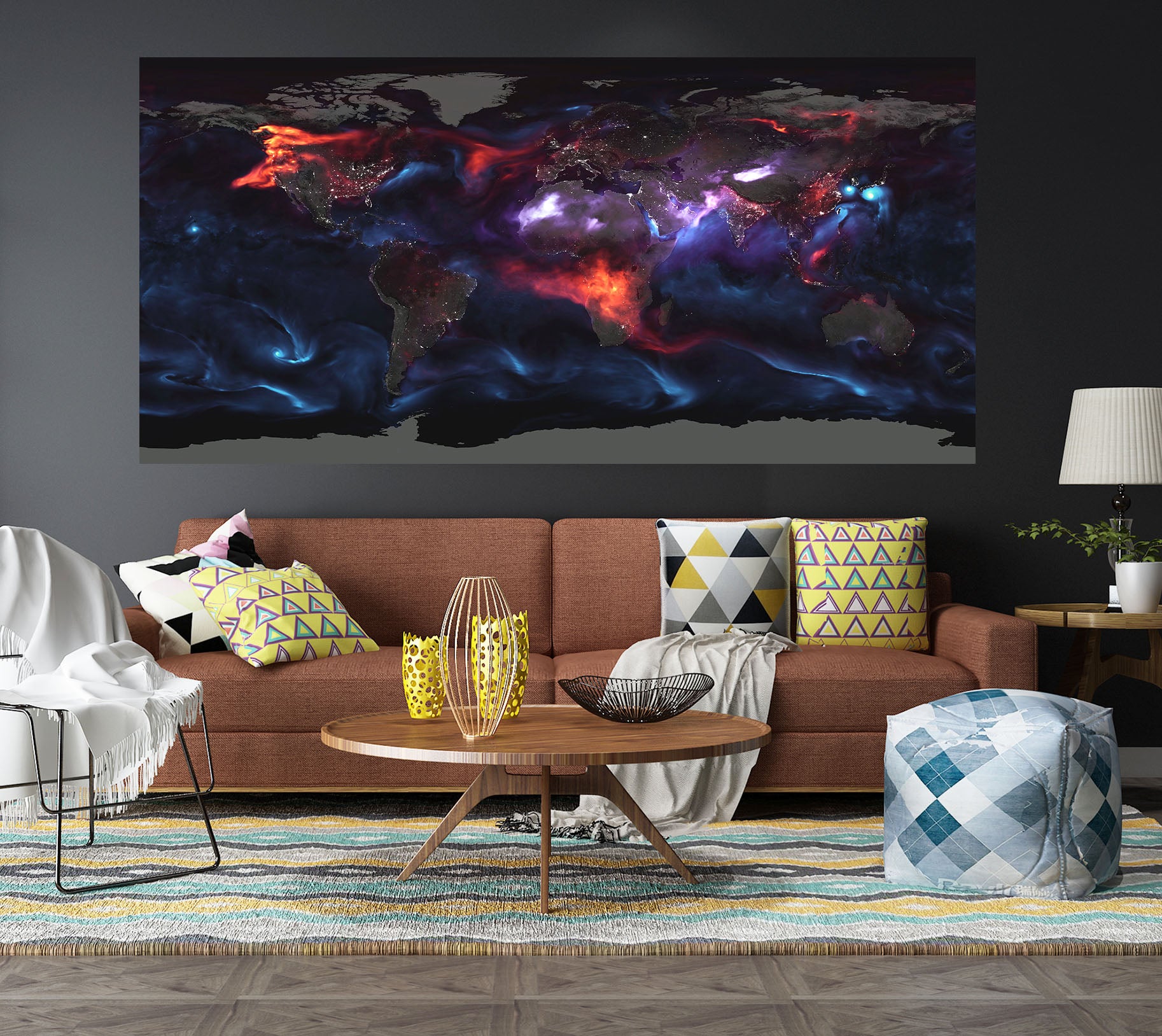 3D Color Starry Sky 110 World Map Wall Sticker