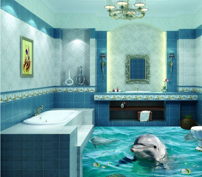 3D Lively Dolphins 058 Floor Mural Wallpaper AJ Wallpaper 2