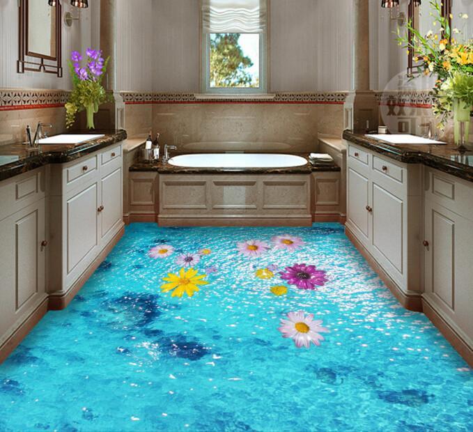 3D Floating Flowers Floor Mural Wallpaper AJ Wallpaper 2