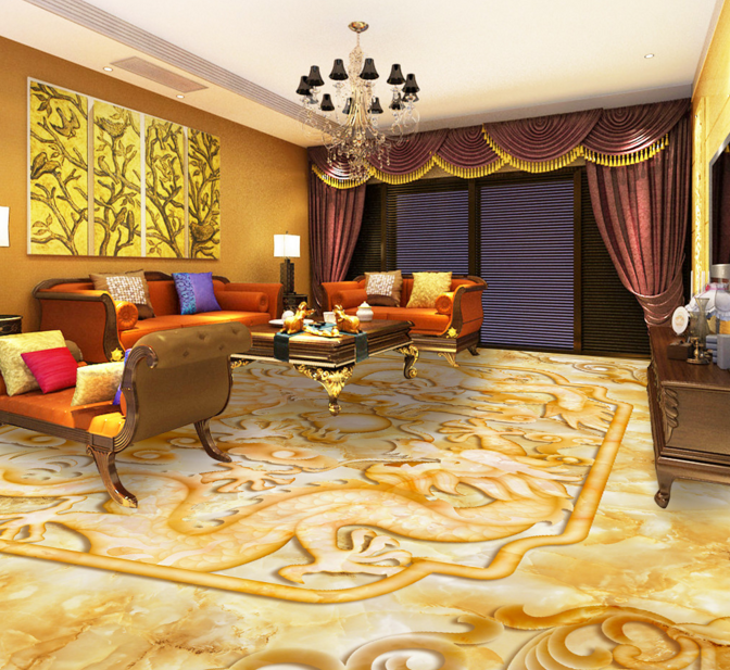 3D Golden Dragon Painting 346 Floor Mural Wallpaper Murals Rug & Mat Print Epoxy waterproof bath floor