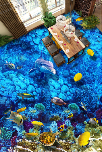 3D Blue Coral 405 Floor Mural Wallpaper AJ Wallpaper 2