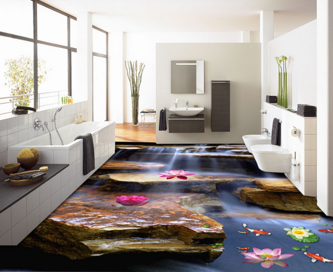 3D Lotus 125 Floor Mural Wallpaper AJ Wallpaper 2