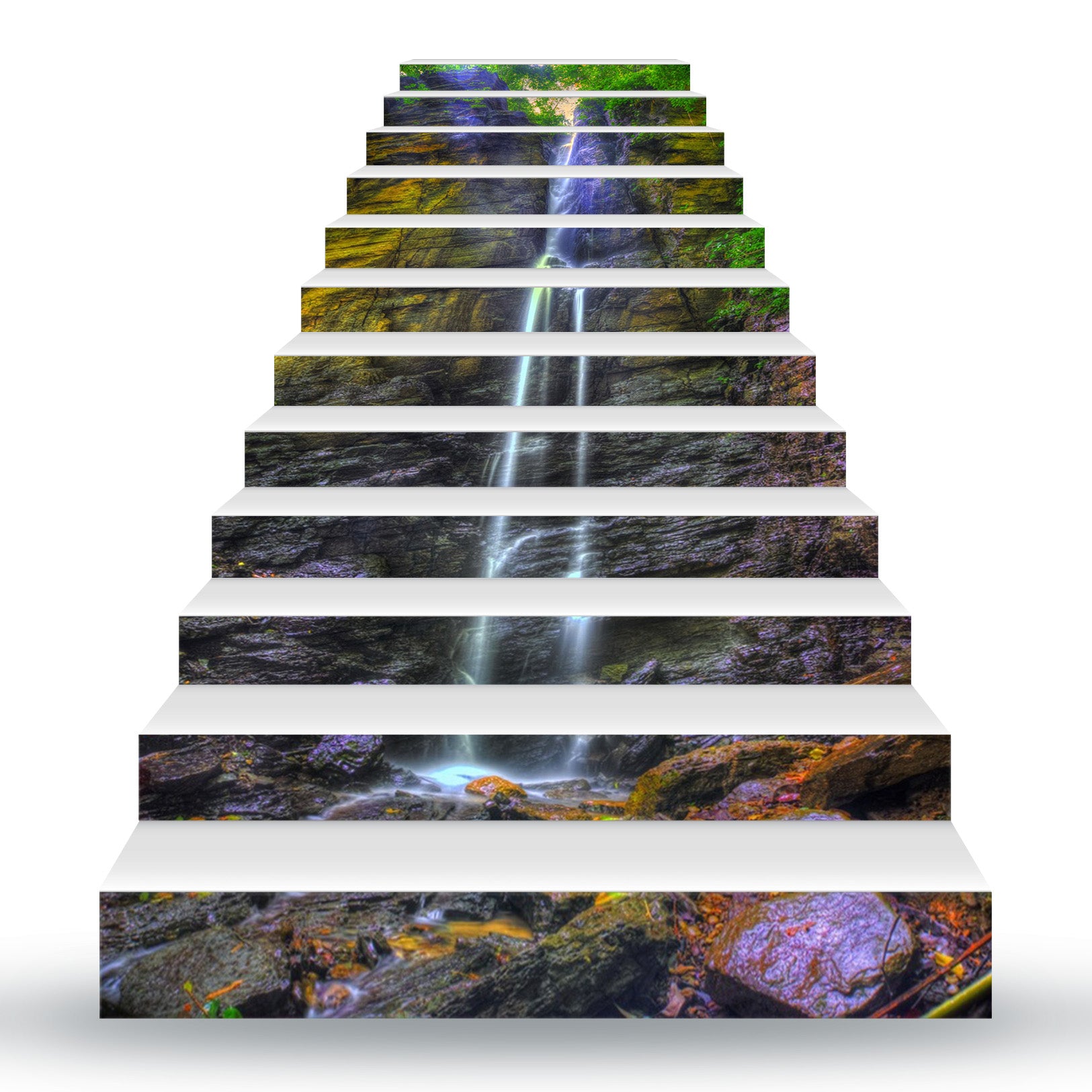 3D Purple Smoke Falls 131 Stair Risers