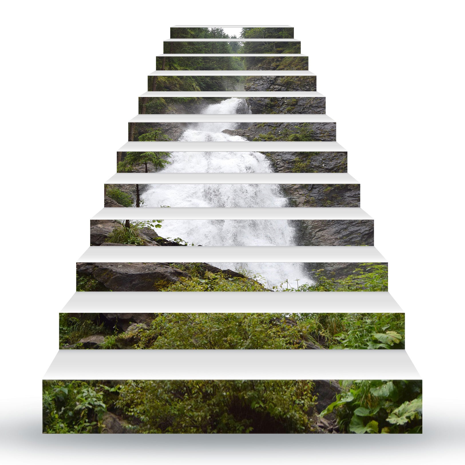 3D Violent River In The Mountains 128 Stair Risers