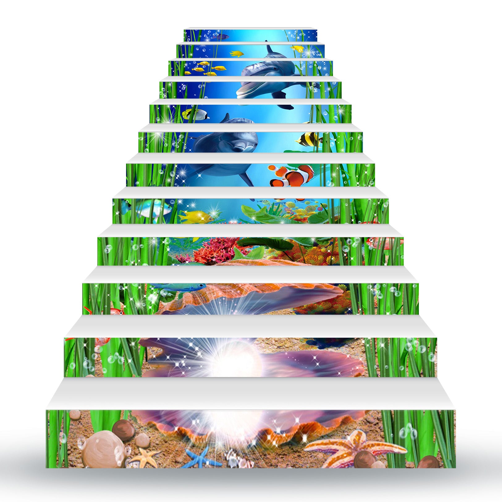 3D Treasure Hunting Dolphin 138 Stair Risers