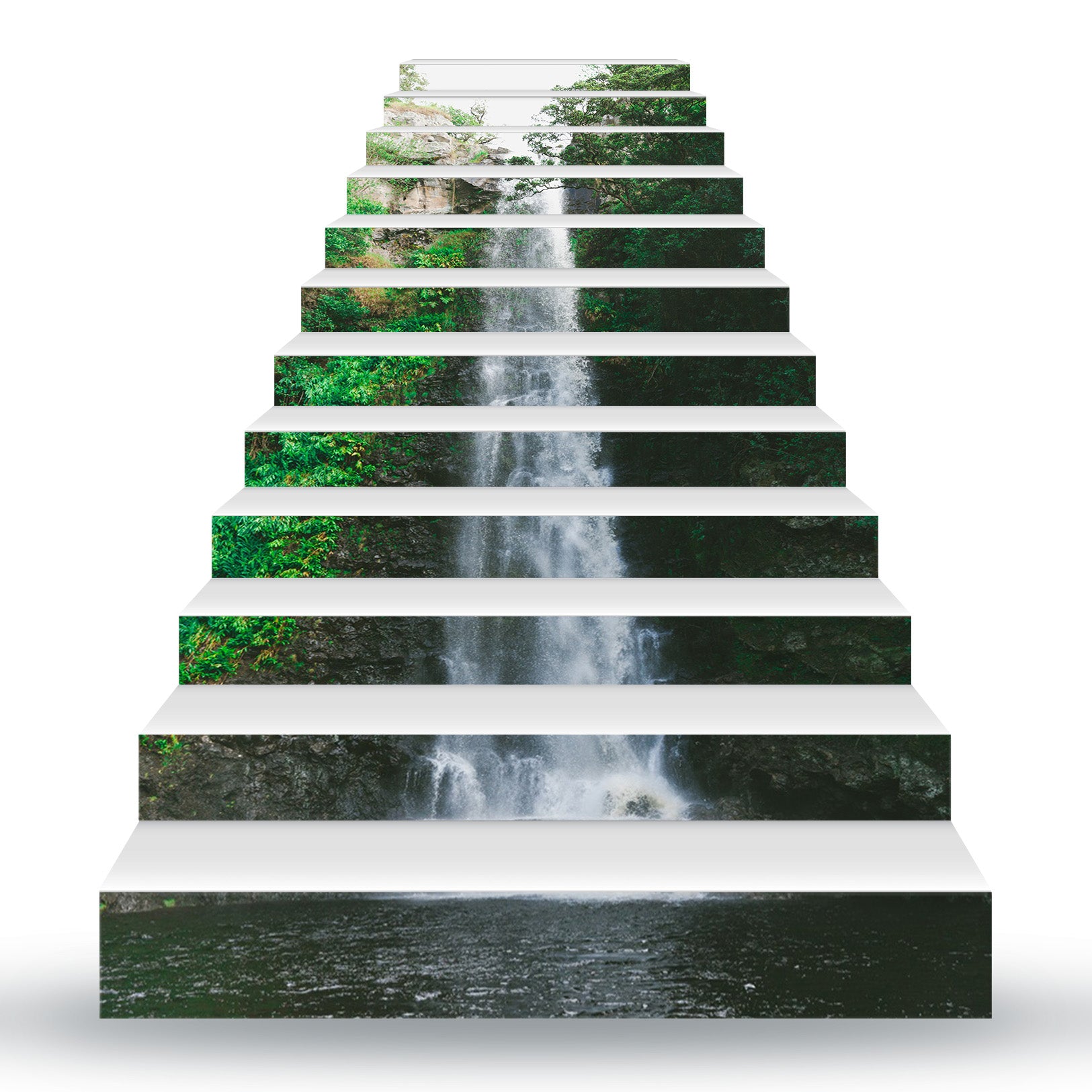 3D Beautiful Clear Waterfall 141 Stair Risers