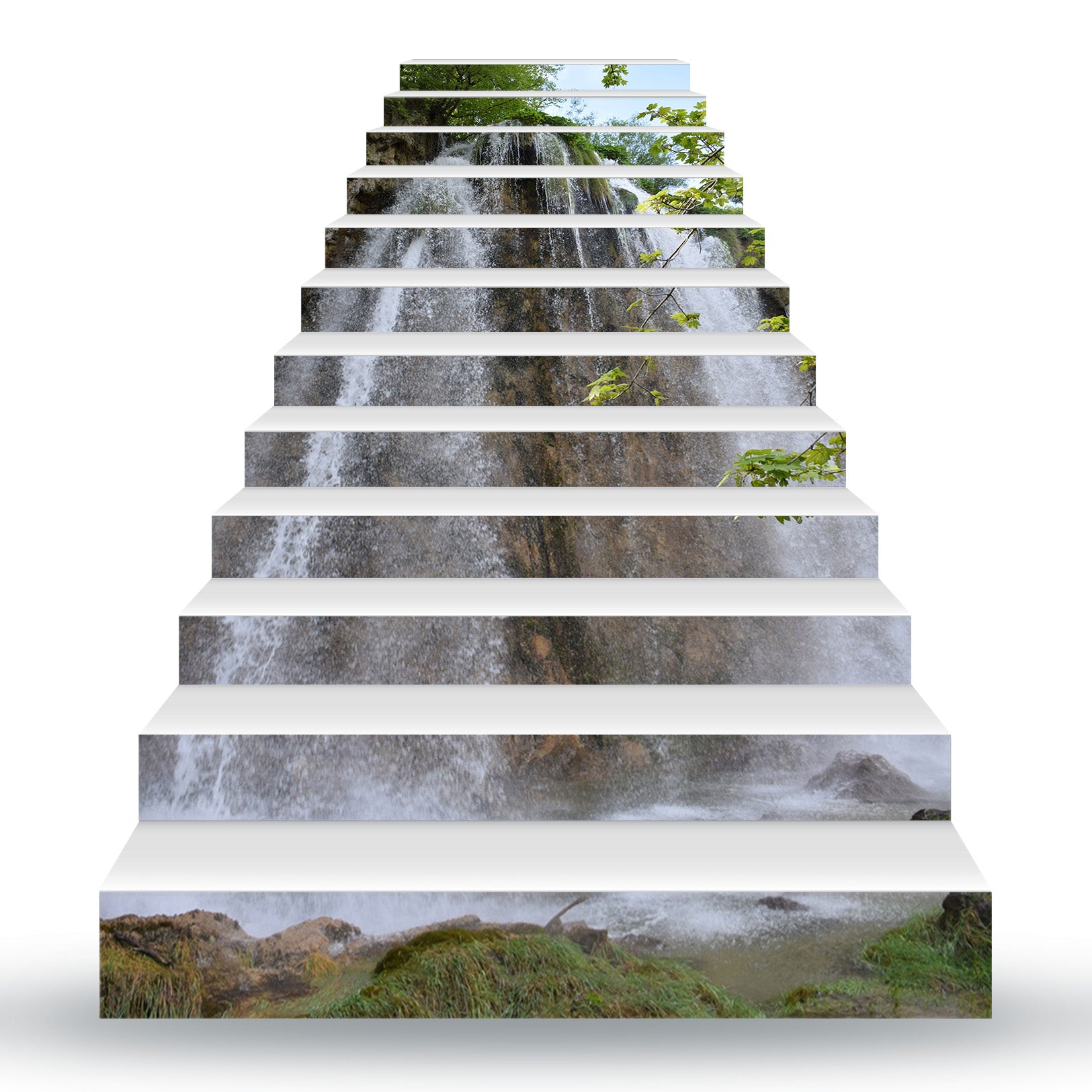 3D Mountain Waterfall 110 Stair Risers