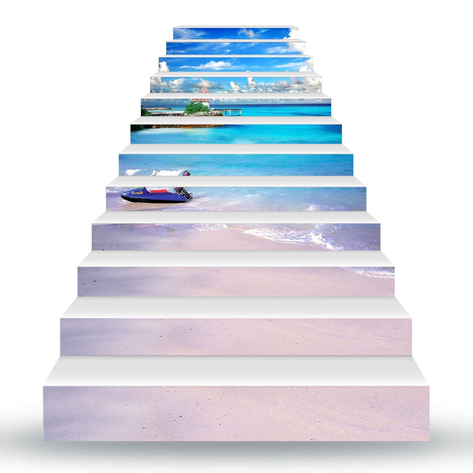 3D Sunny Day By The Sea 168 Stair Risers