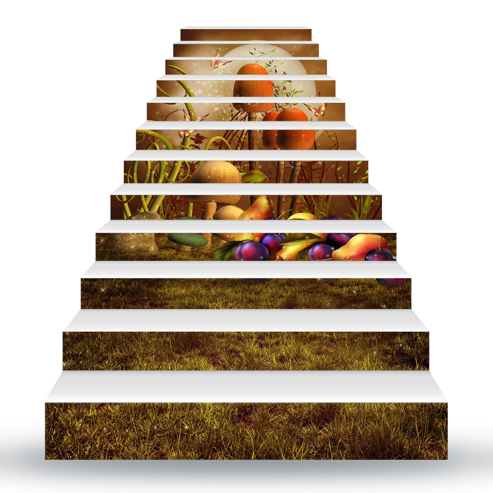 3D Fairy Tale Mushroom World 147 Stair Risers