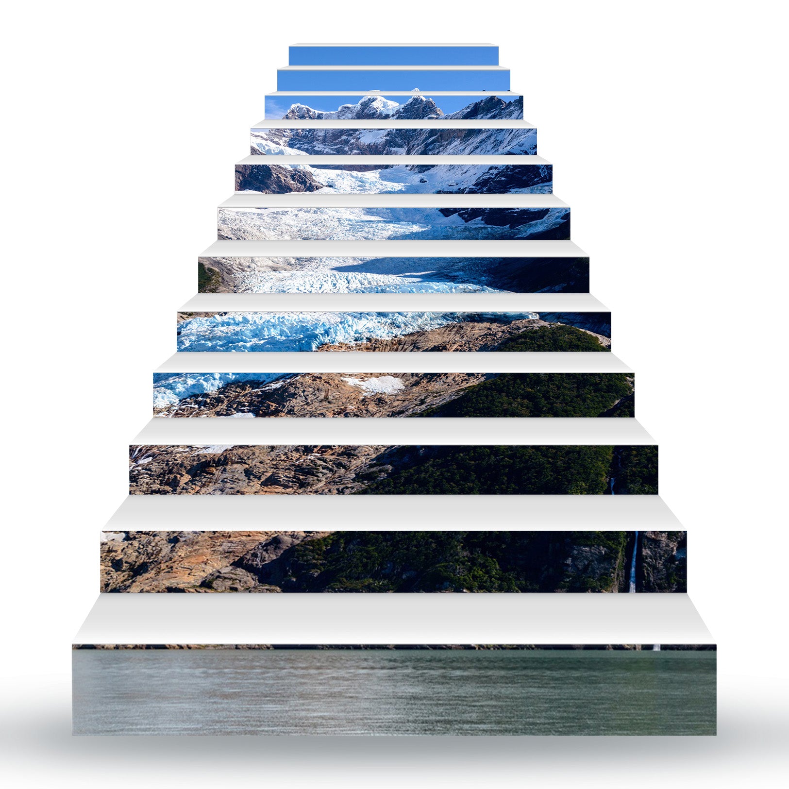 3D Snow Mountains 098 Stair Risers