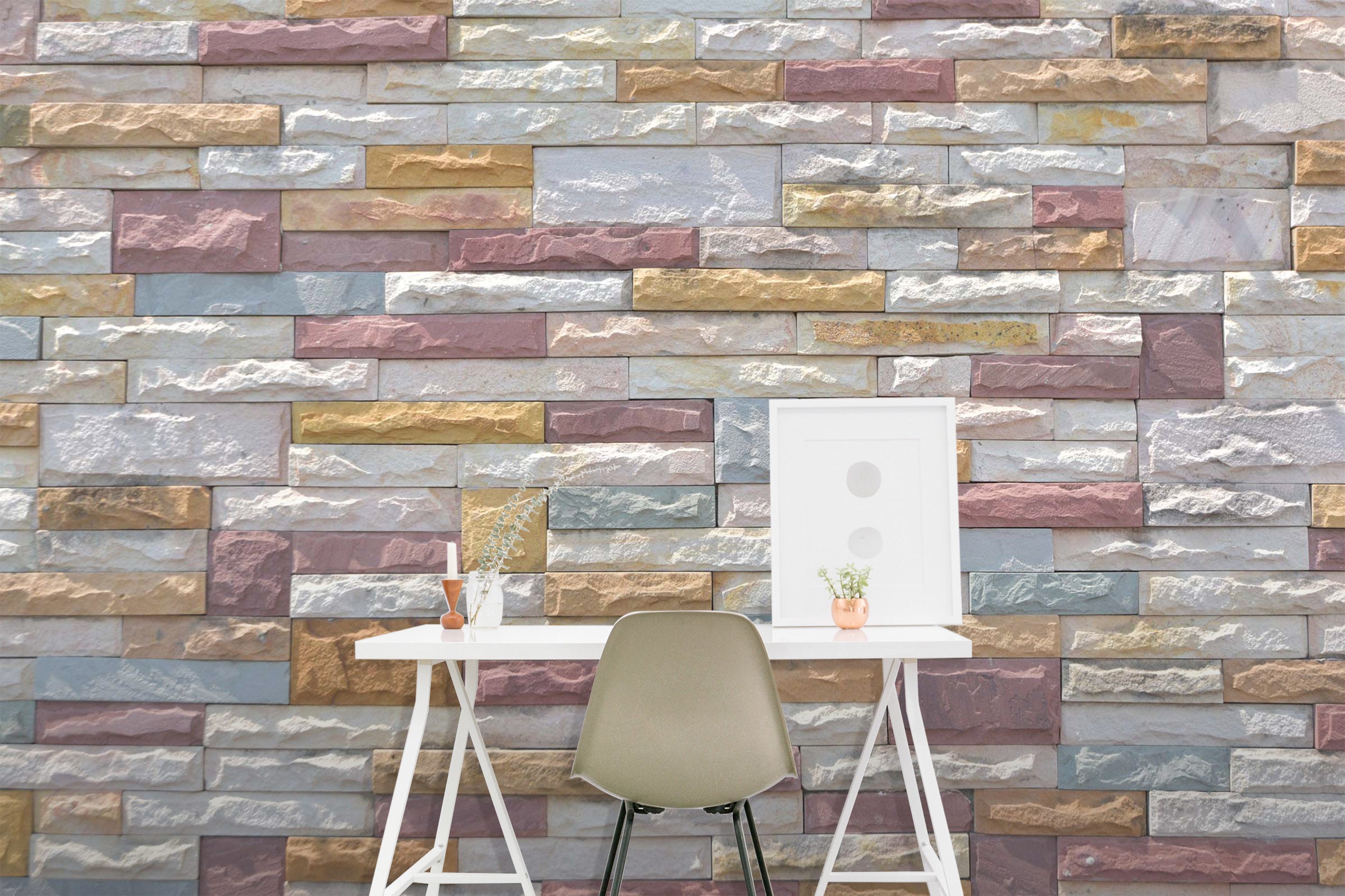 3D Concave Color Slate 84 Wall Murals