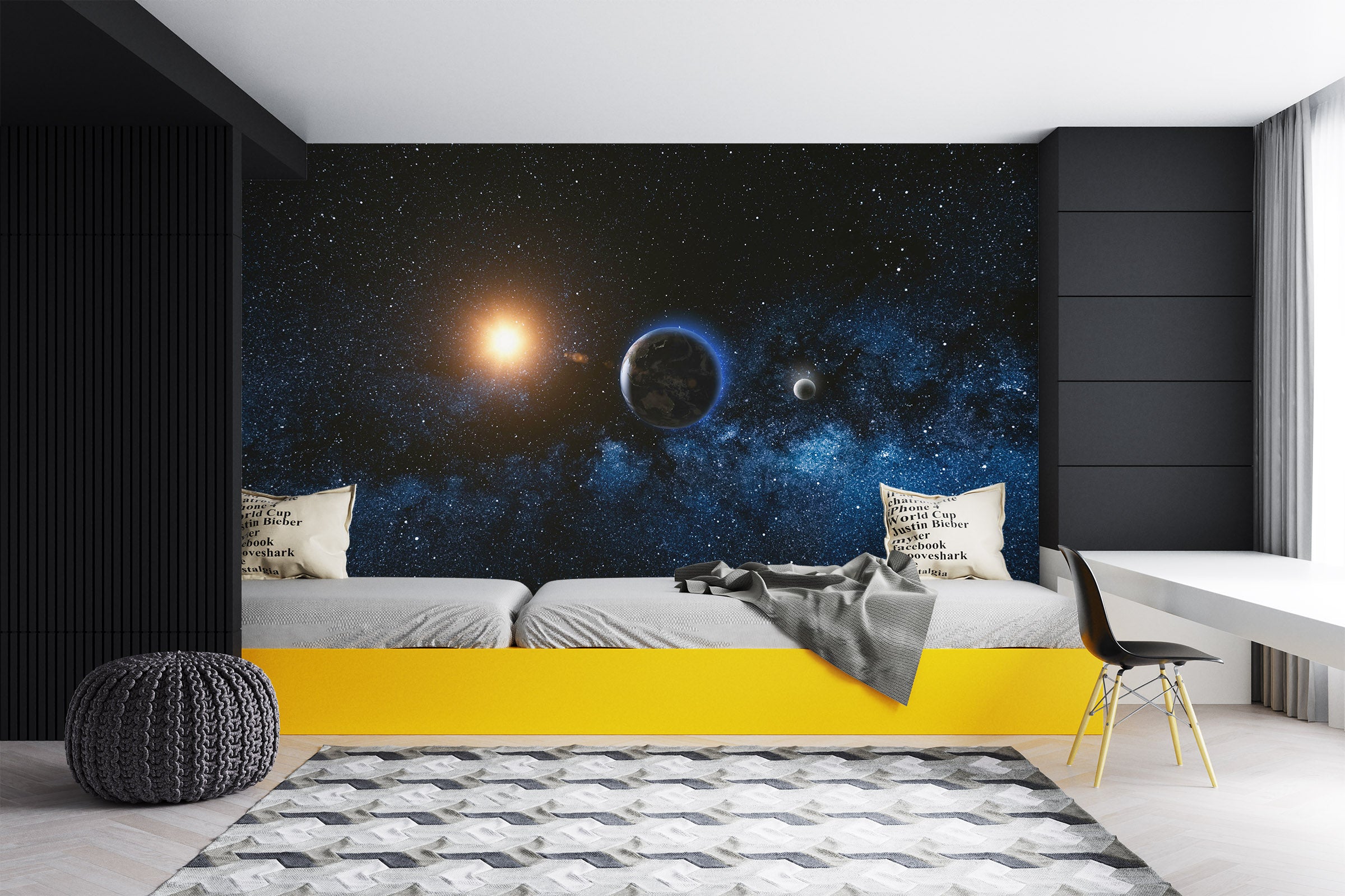 3D Starry Sky Moon Earth Sun 57110 Wall Murals