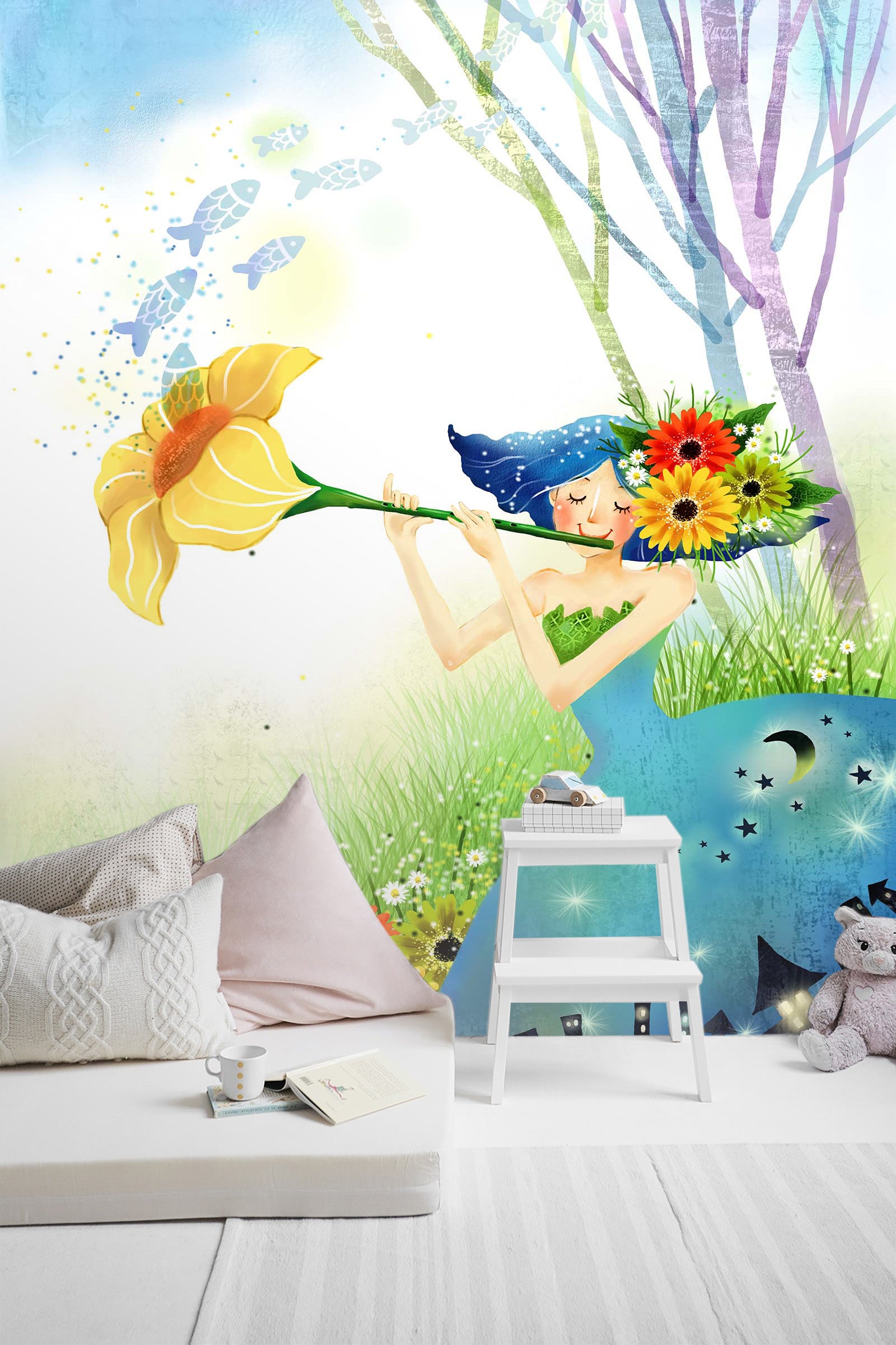 3D Flower Girl 1735 Wall Murals