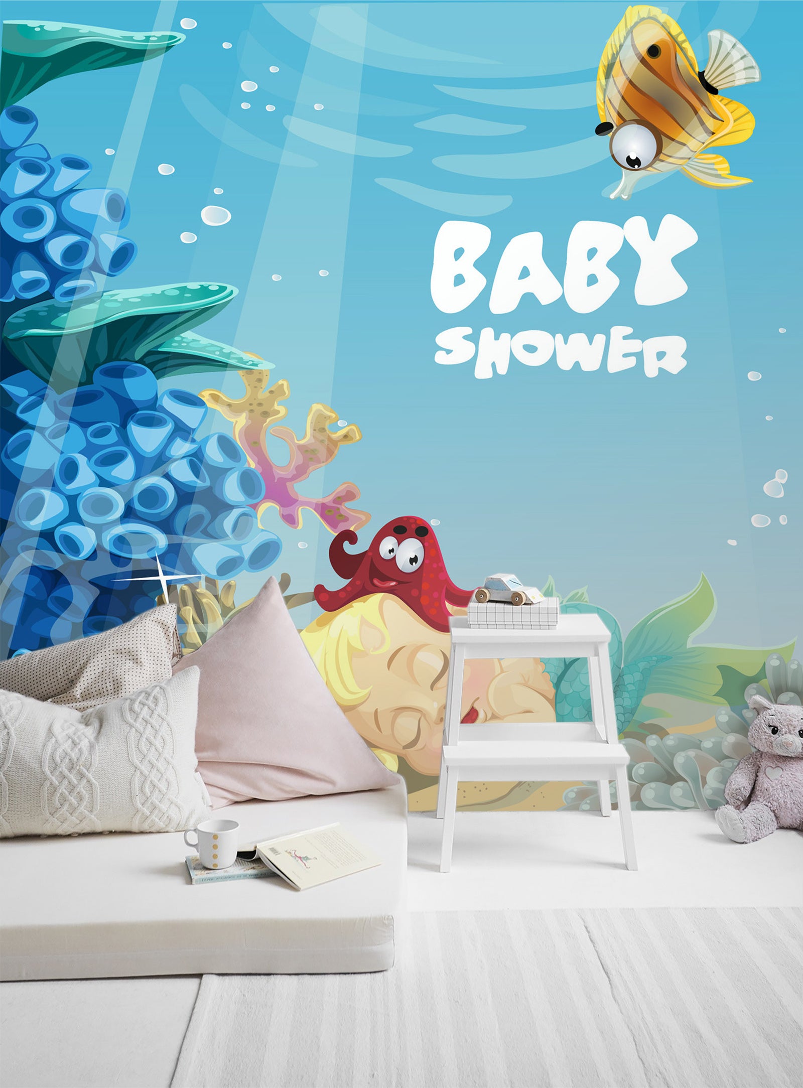 3D Blue Sea Octopus 1655 Wall Murals