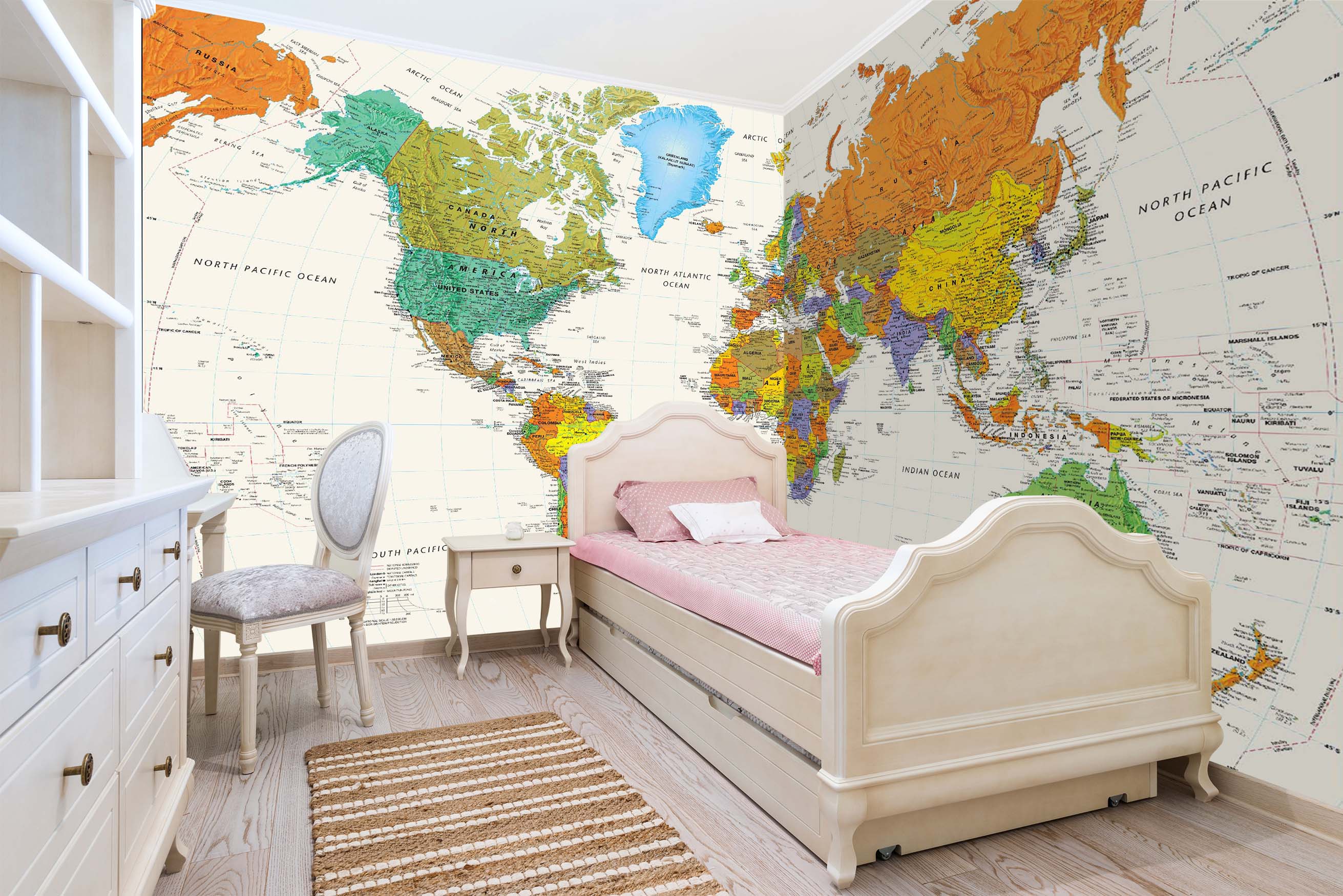 3D Color World Map 017 Wall Murals Wallpaper AJ Wallpaper 2
