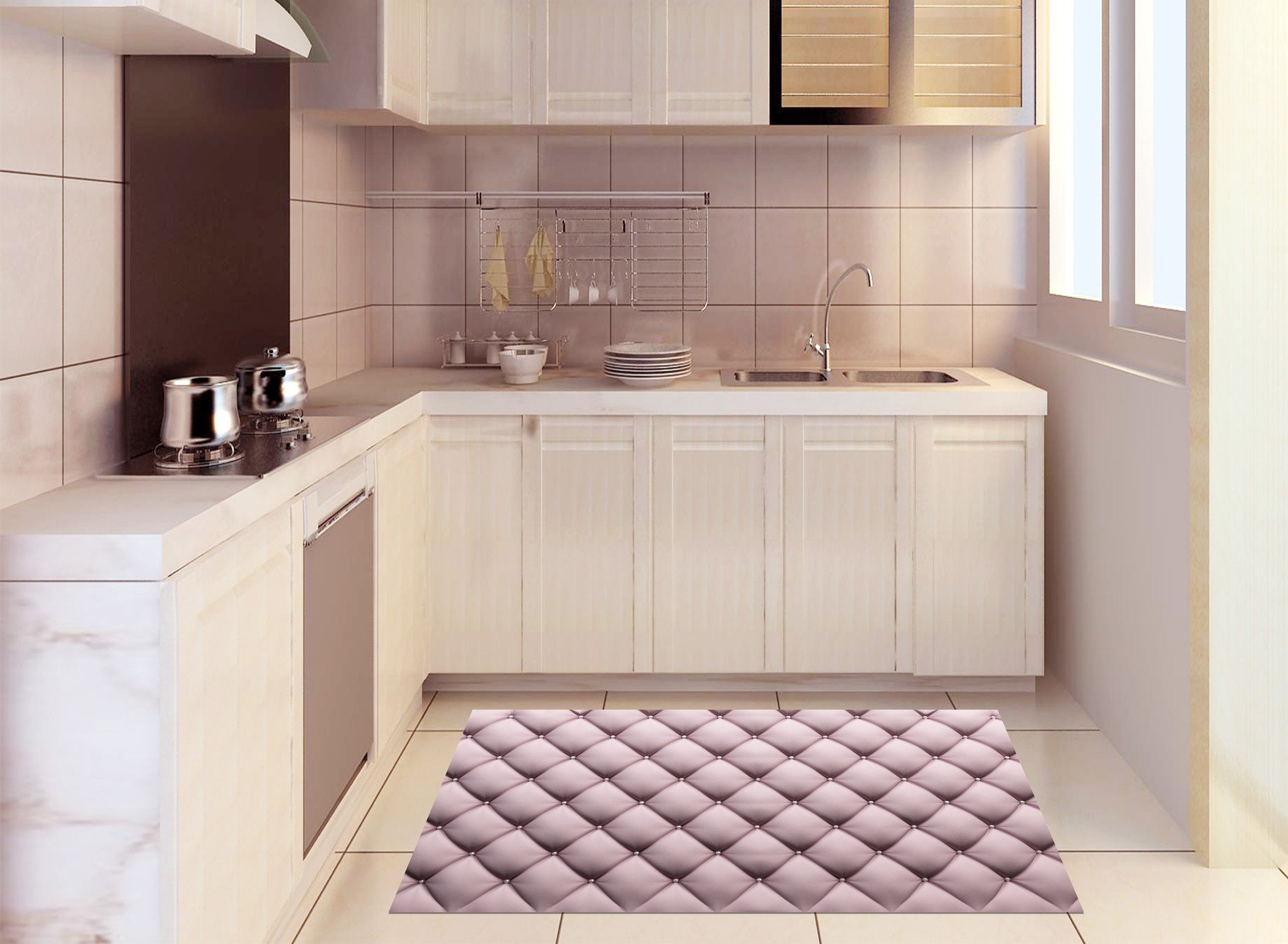3D Oblique Grids Kitchen Mat Floor Mural Wallpaper AJ Wallpaper