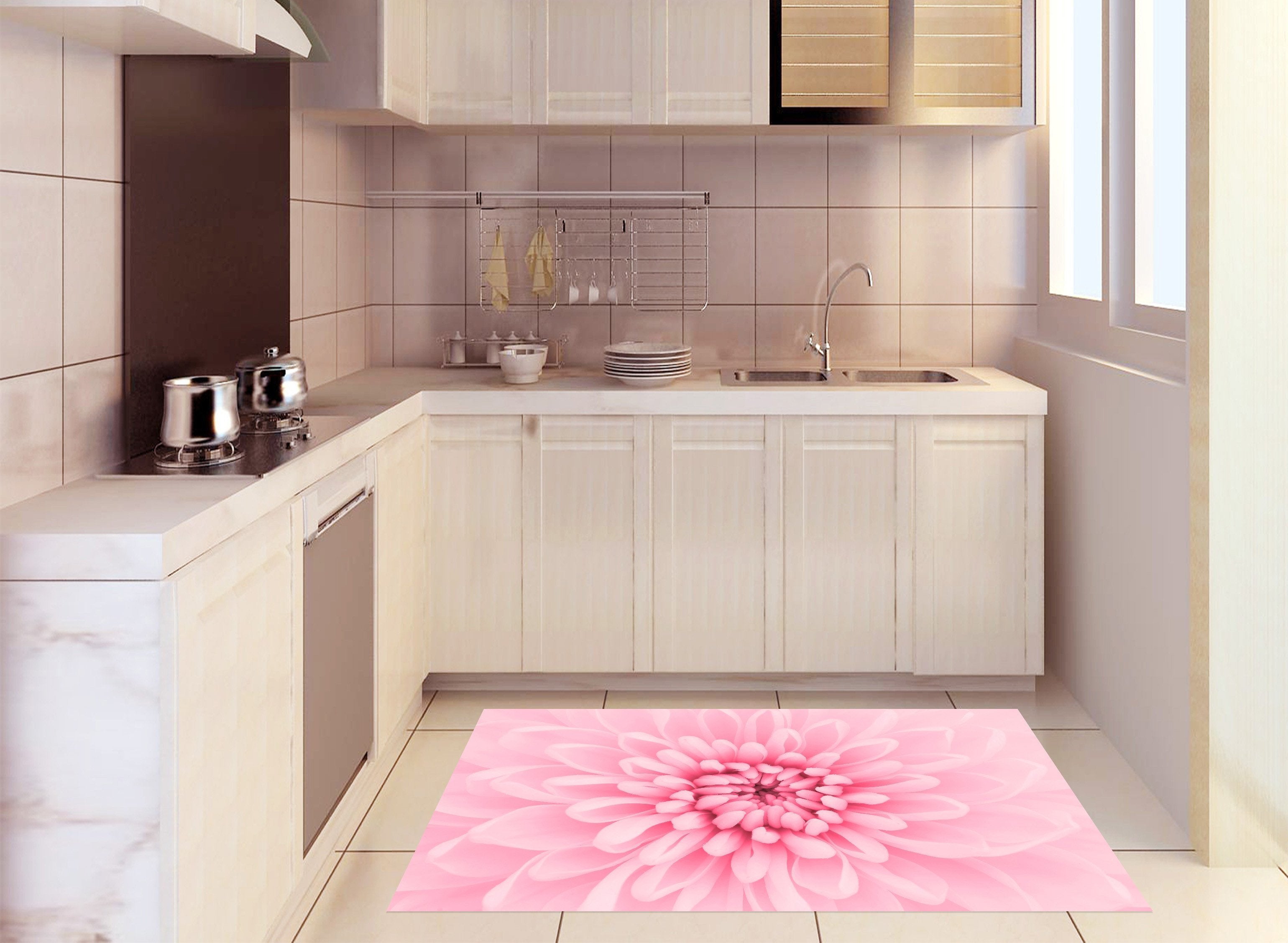 3D Pretty Pink Flower 523 Kitchen Mat Floor Mural Wallpaper AJ Wallpaper