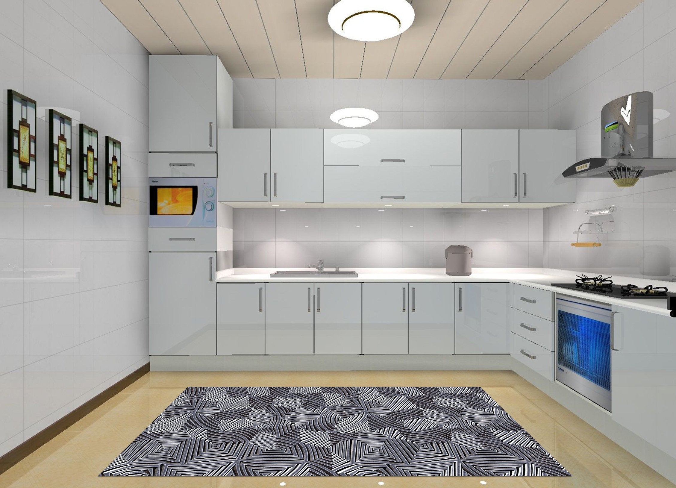 3D Metal Pattern Kitchen Mat Floor Mural Wallpaper AJ Wallpaper