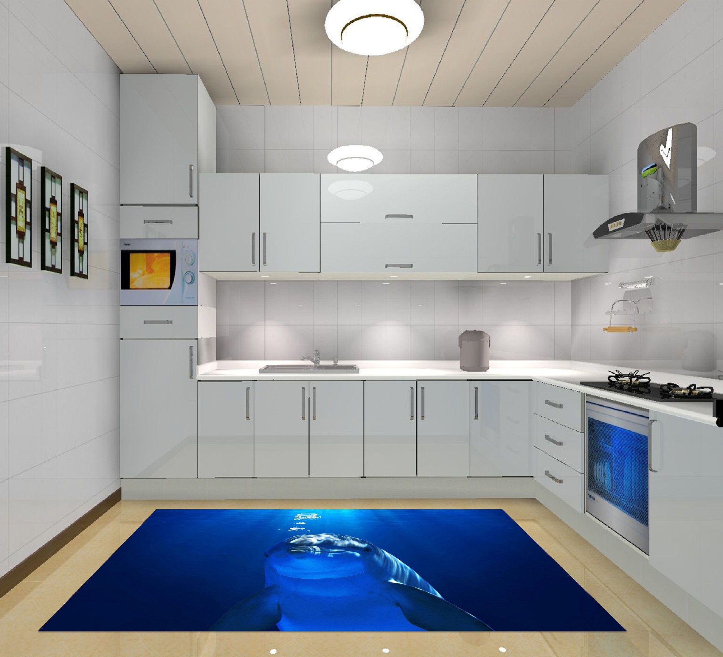 3D Funny Dolphin 145 Kitchen Mat Floor Mural Wallpaper AJ Wallpaper