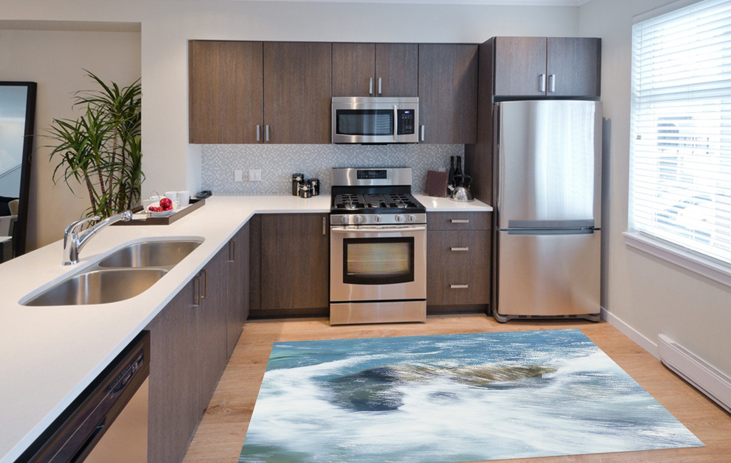 3D Fast Flowing Water Kitchen Mat Floor Mural Wallpaper AJ Wallpaper