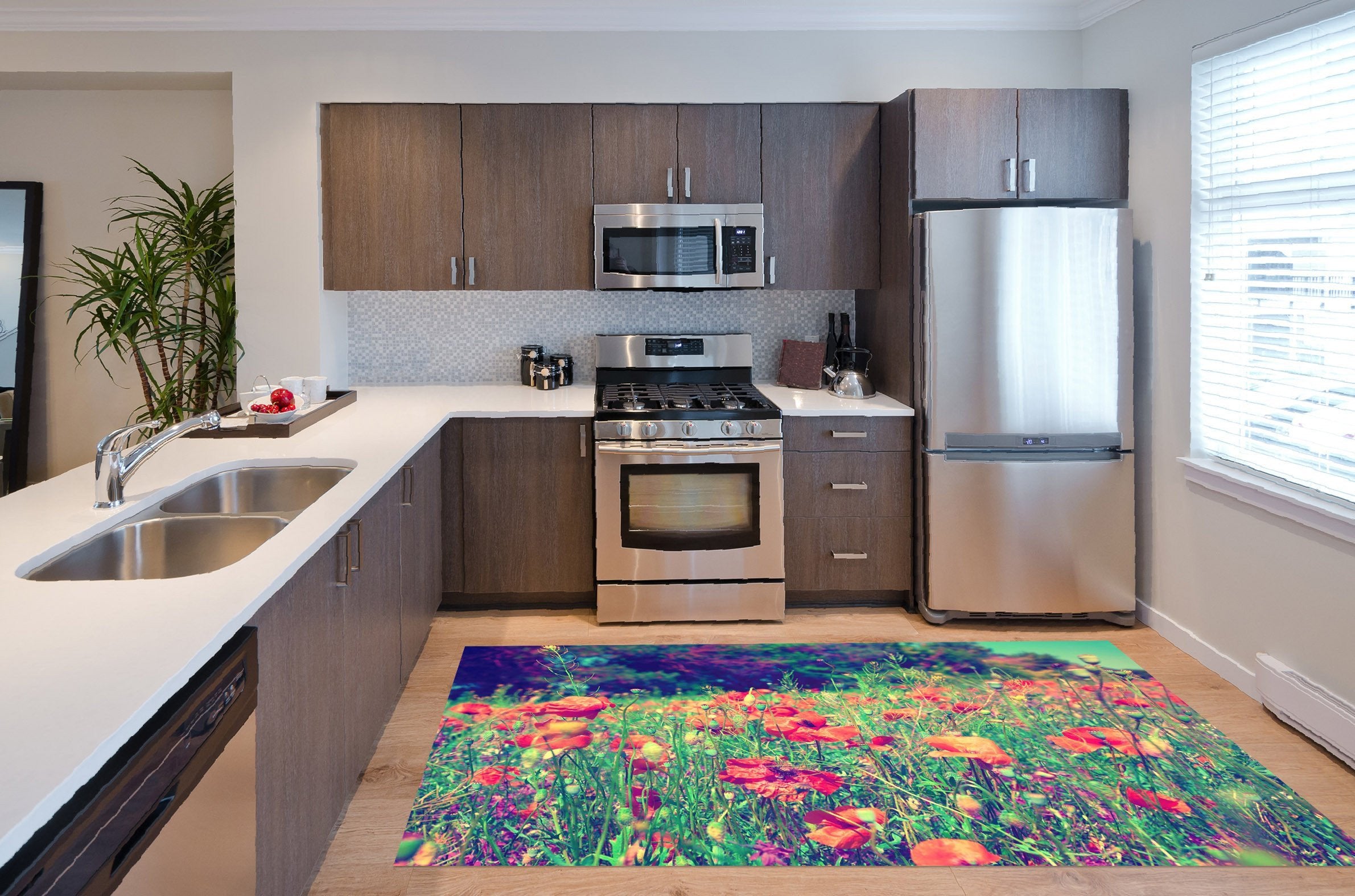 3D Weeds Flowers 532 Kitchen Mat Floor Mural Wallpaper AJ Wallpaper