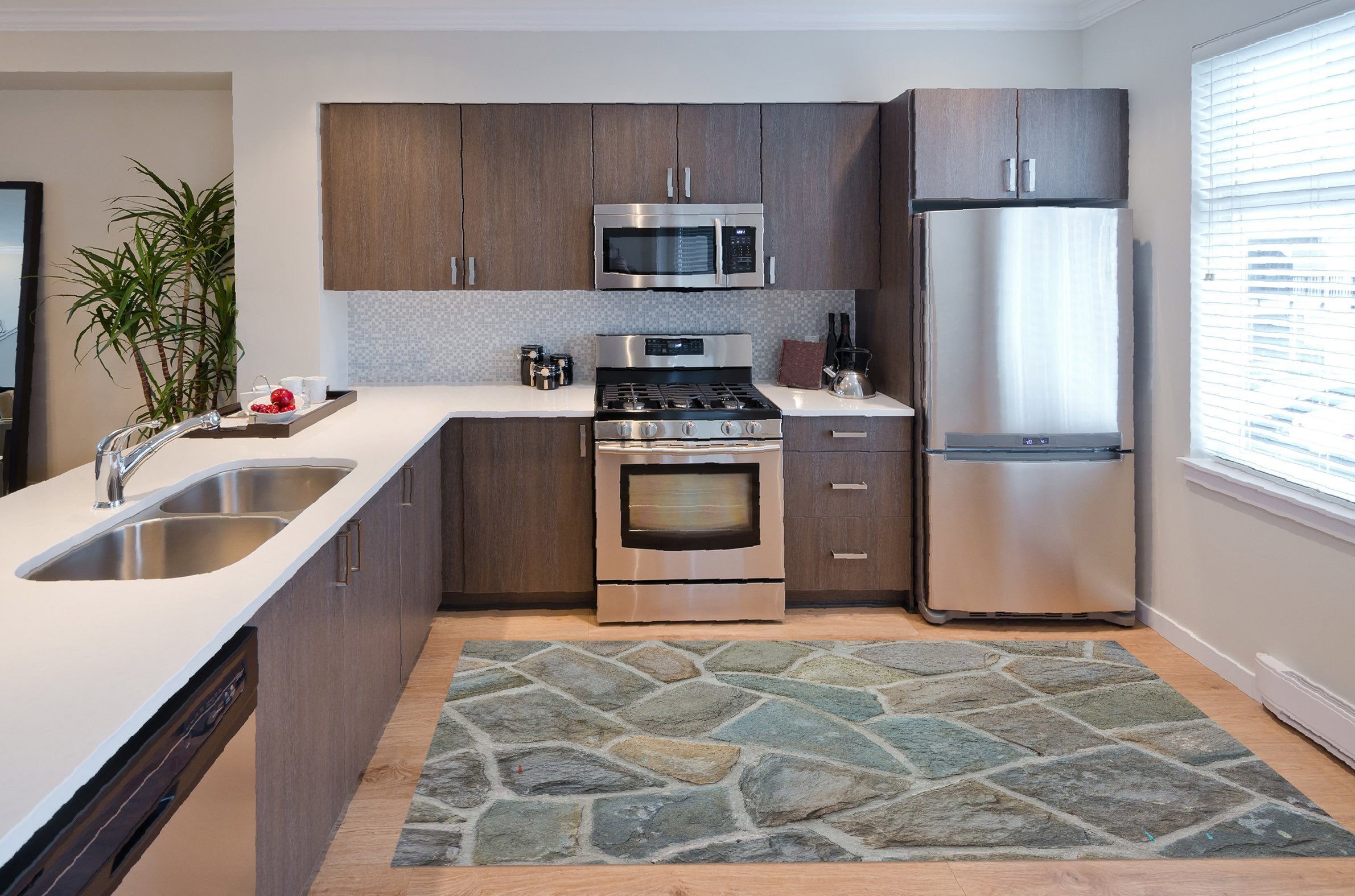 3D Stones Wall 554 Kitchen Mat Floor Mural Wallpaper AJ Wallpaper