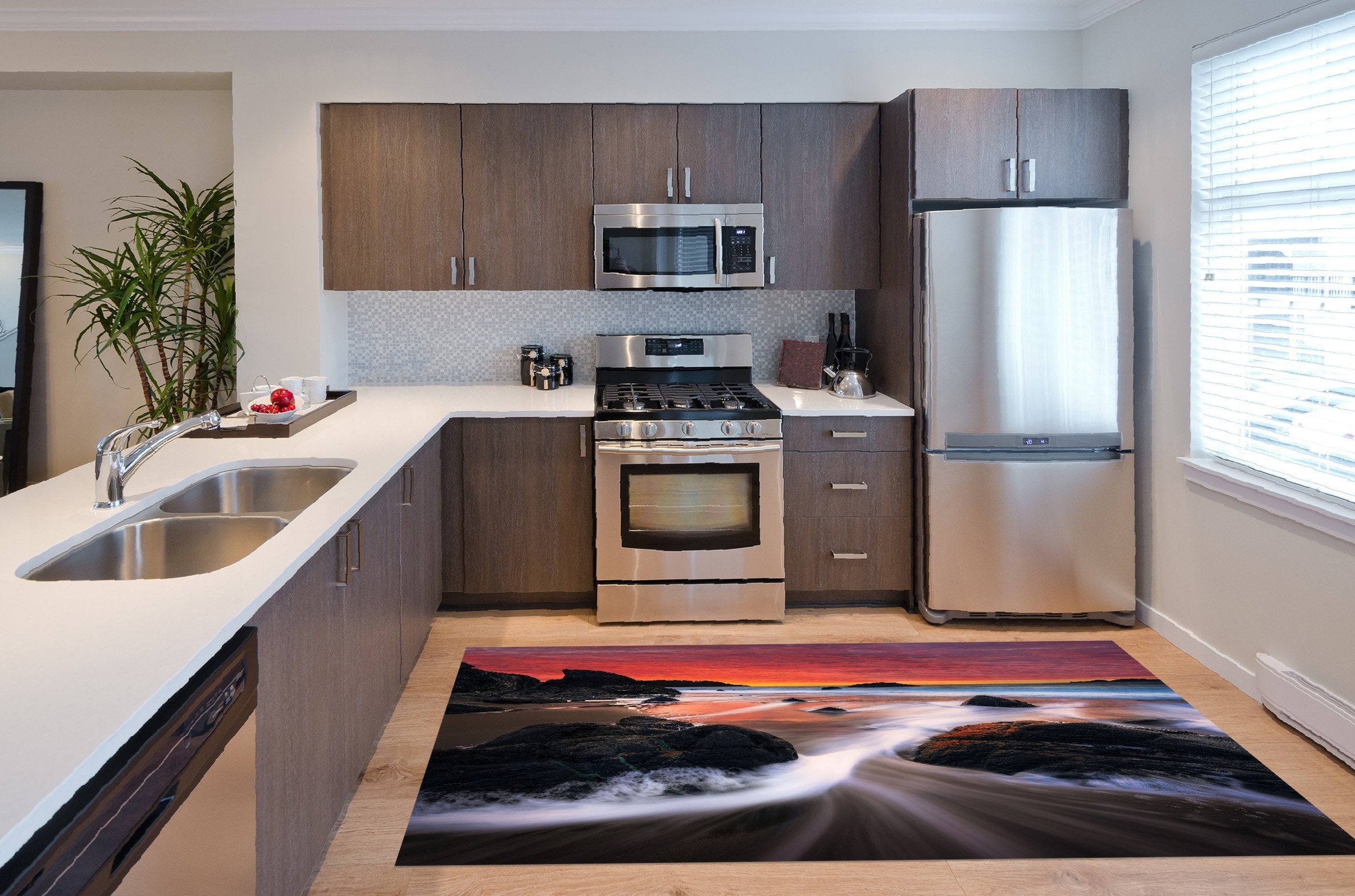 3D Sea Pink Clouds 619 Kitchen Mat Floor Mural Wallpaper AJ Wallpaper