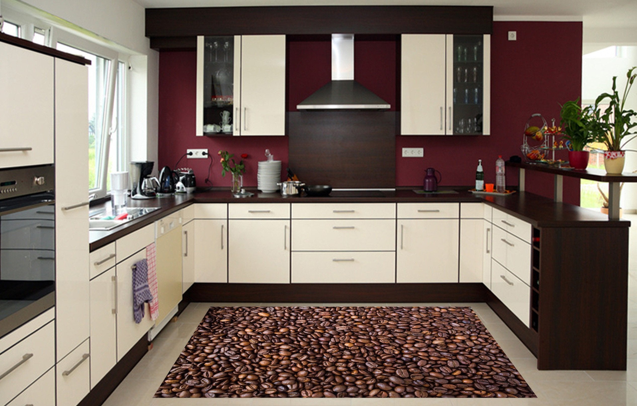 3D Coffee Beans 680 Kitchen Mat Floor Mural Wallpaper AJ Wallpaper