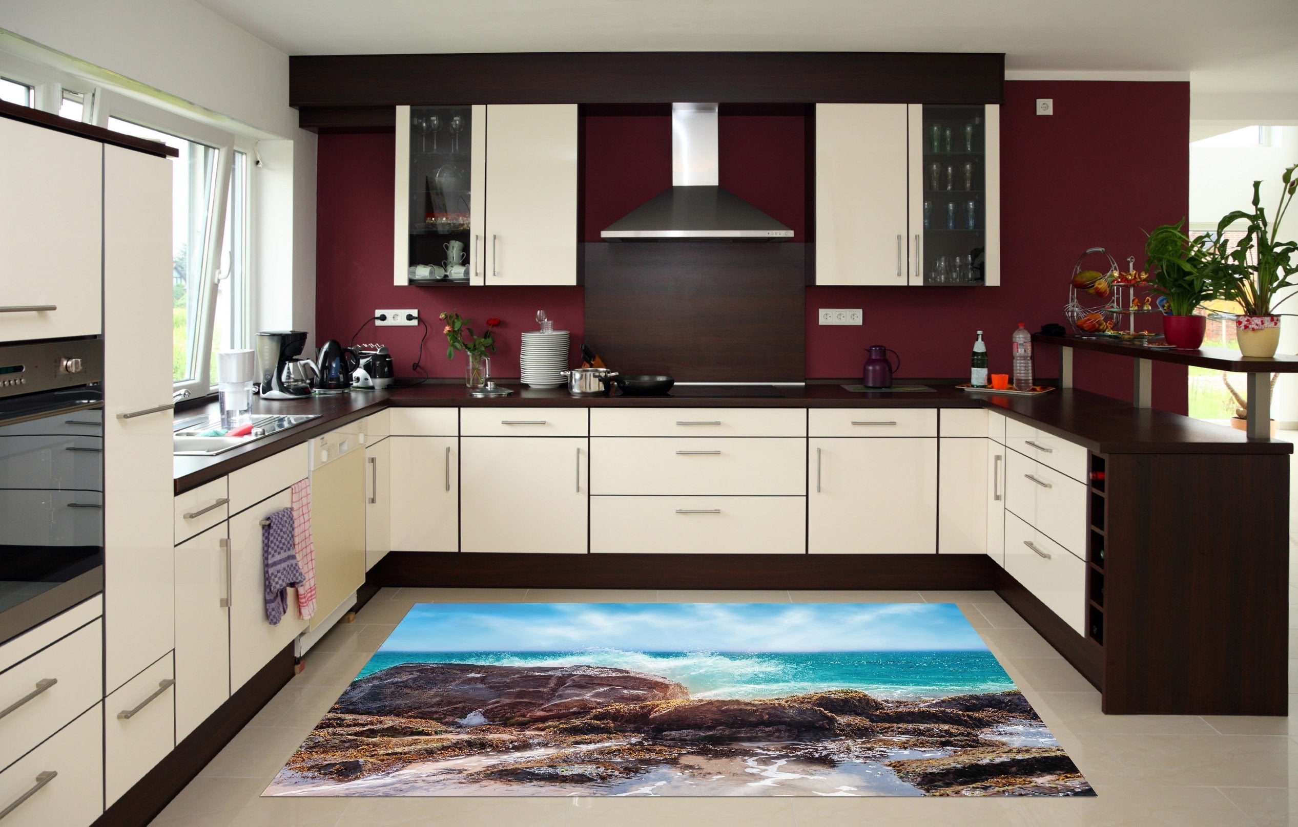 3D Seaside Stones 068 Kitchen Mat Floor Mural Wallpaper AJ Wallpaper