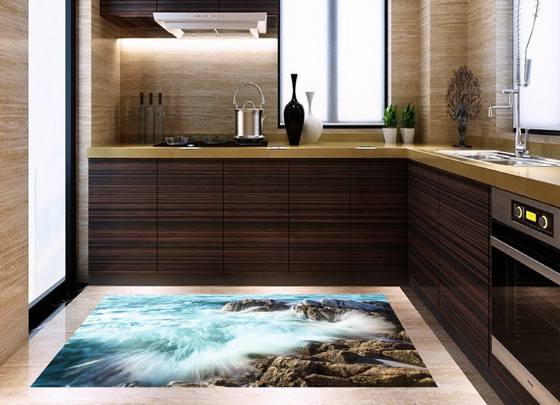3D Coast Waves 026 Kitchen Mat Floor Mural Wallpaper AJ Wallpaper
