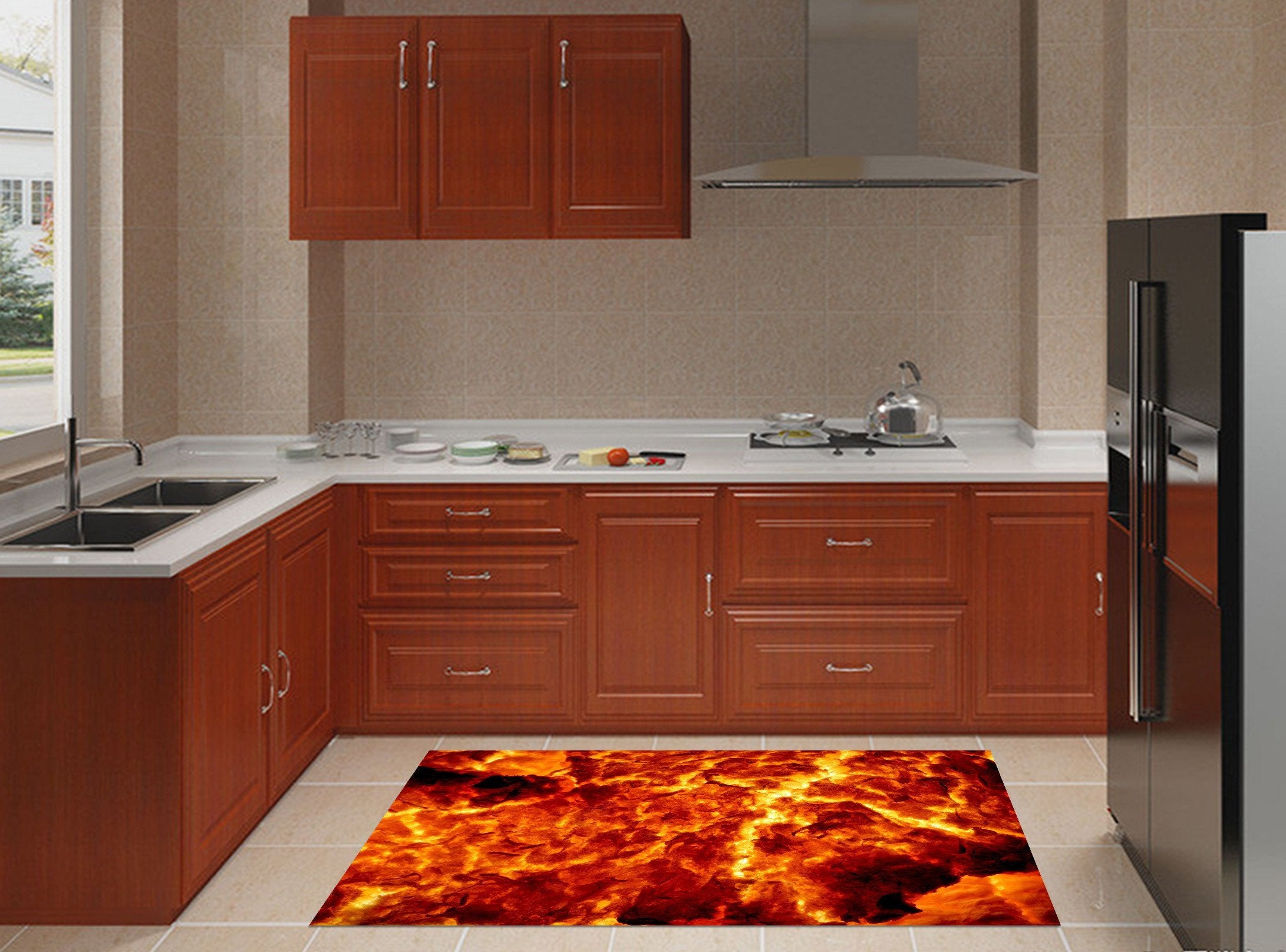 3D Volcanic Lava 111 Kitchen Mat Floor Mural Wallpaper AJ Wallpaper