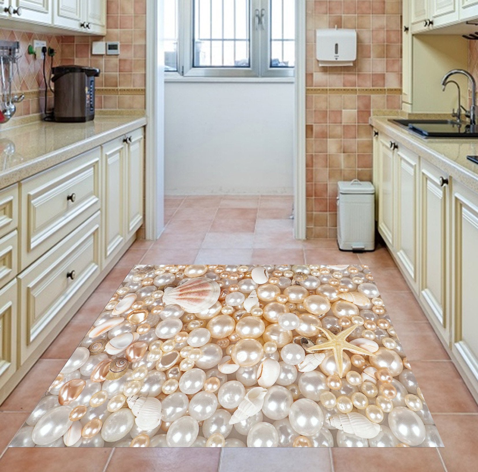 3D Pearls Shells Kitchen Mat Floor Mural Wallpaper AJ Wallpaper