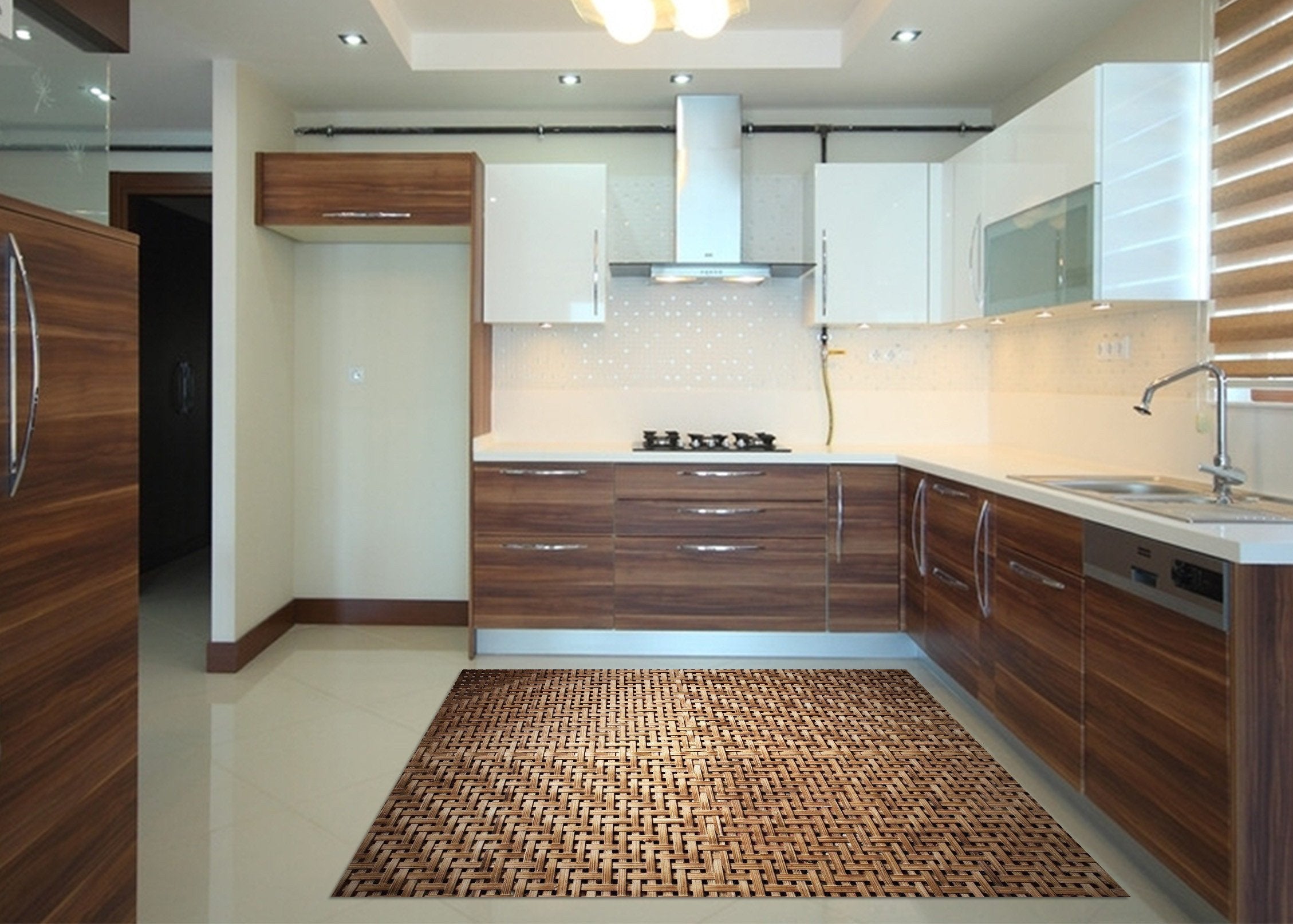 3D Vintage Bamboo Weave Kitchen Mat Floor Mural Wallpaper AJ Wallpaper