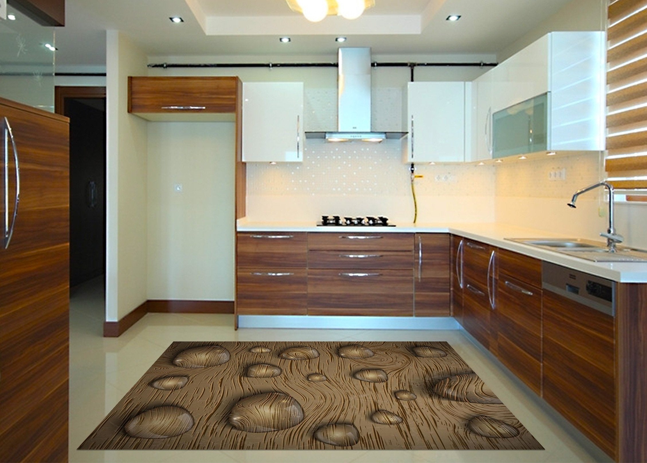 3D Wood Board Water Drops 166 Kitchen Mat Floor Mural Wallpaper AJ Wallpaper