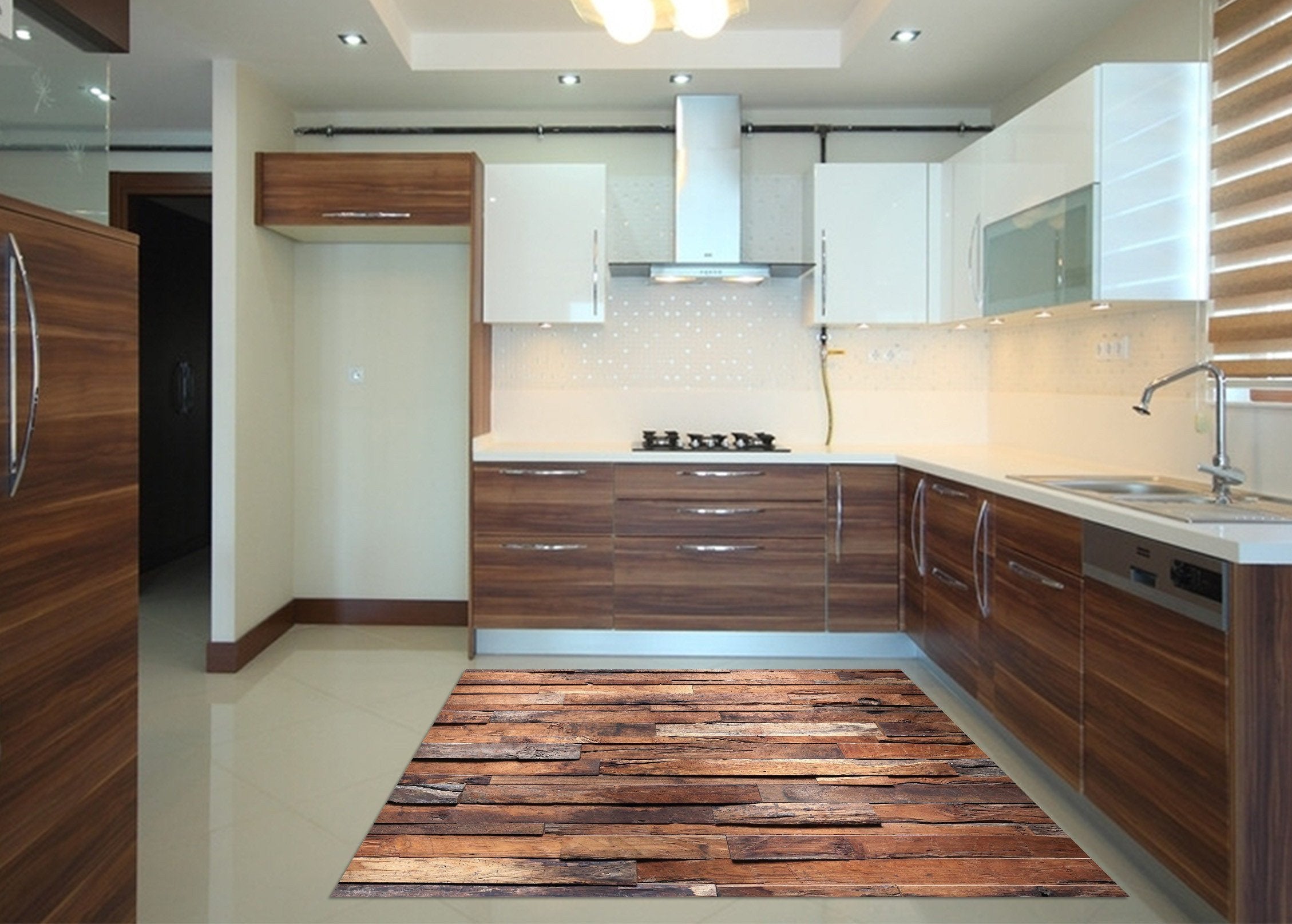 3D Uneven Wooden Boards Kitchen Mat Floor Mural Wallpaper AJ Wallpaper