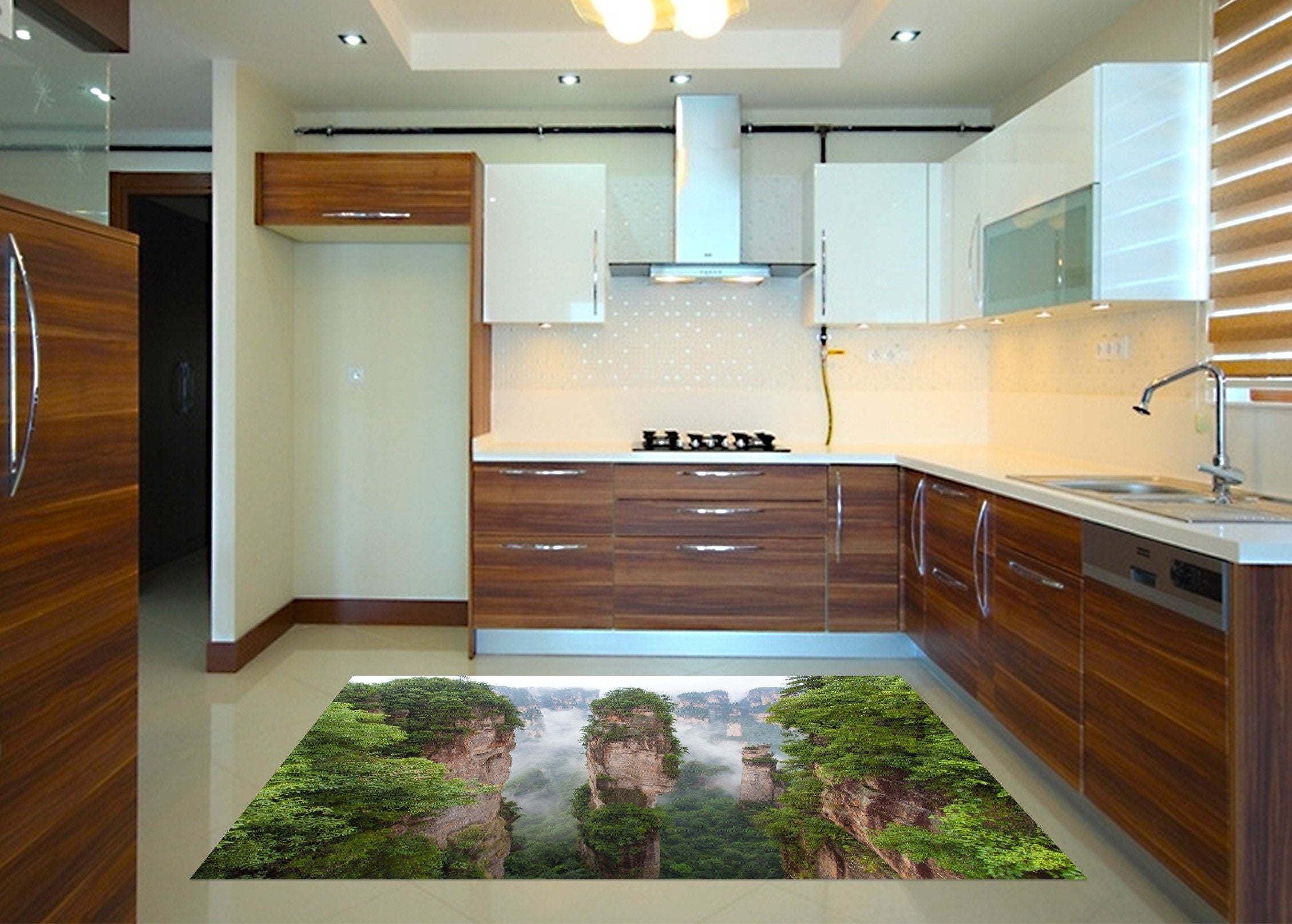 3D Towering Mountains 607 Kitchen Mat Floor Mural Wallpaper AJ Wallpaper