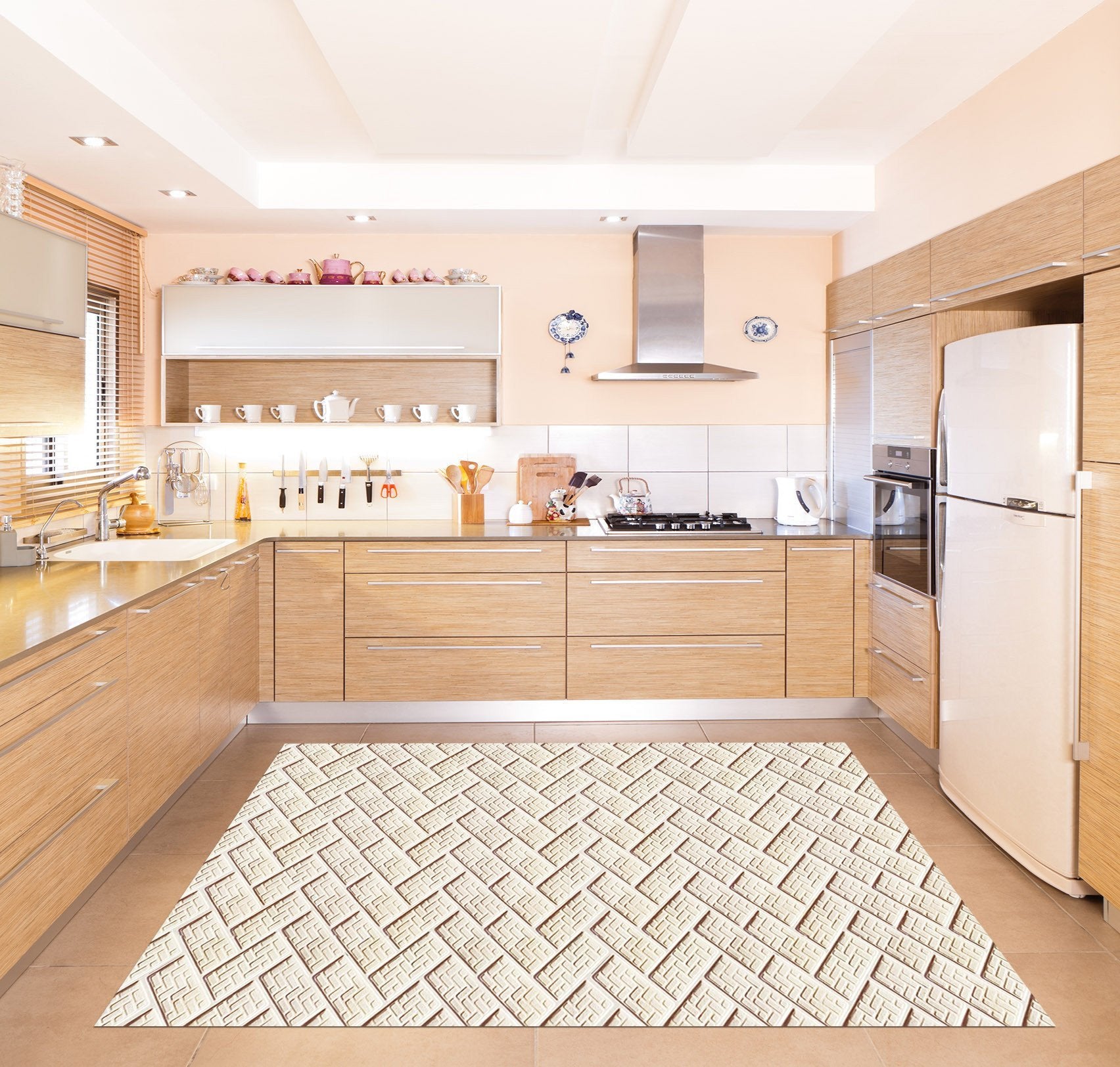 3D Elegant Metal Pattern Kitchen Mat Floor Mural Wallpaper AJ Wallpaper