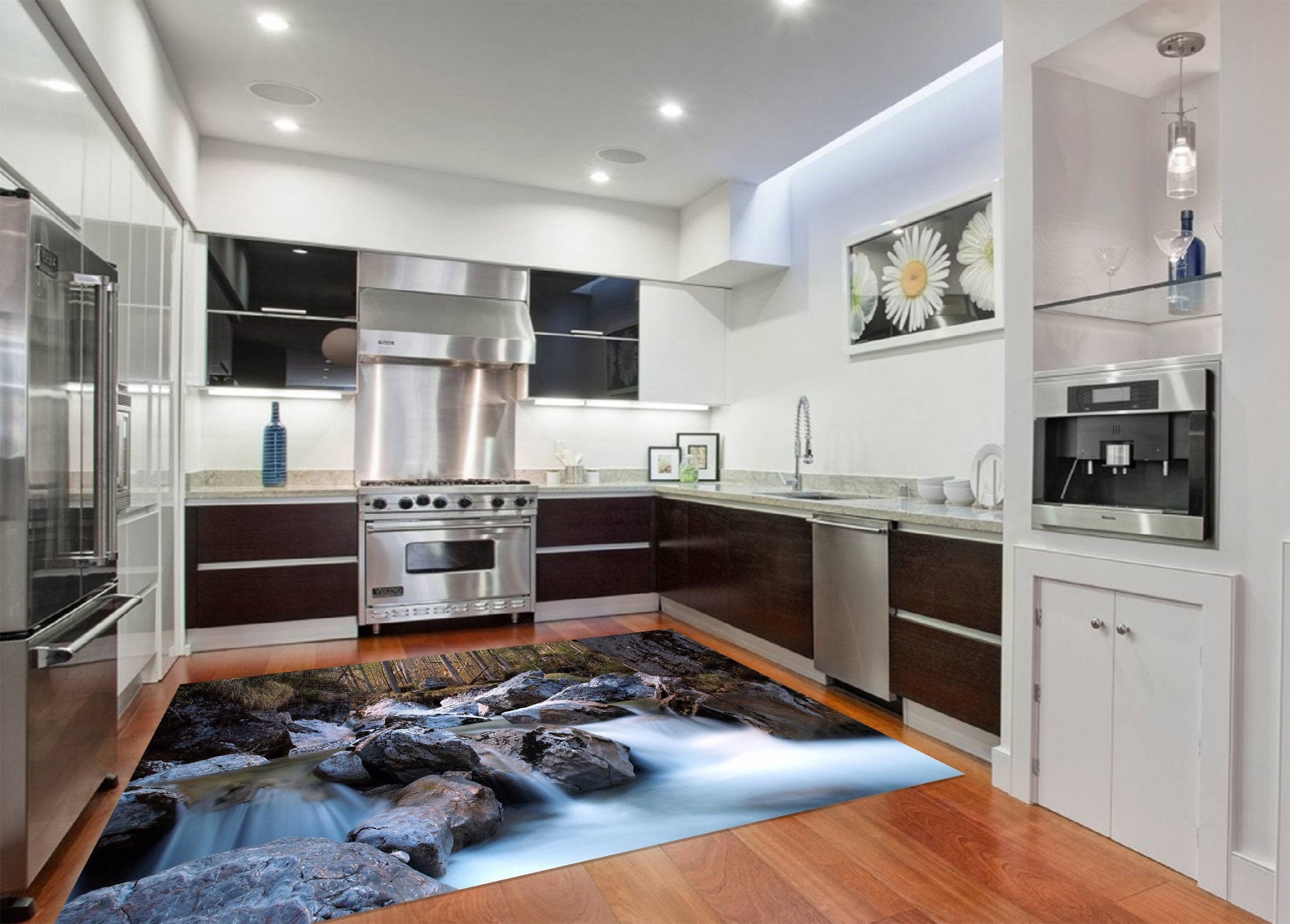 3D Forest Creek Rocks Kitchen Mat Floor Mural Wallpaper AJ Wallpaper