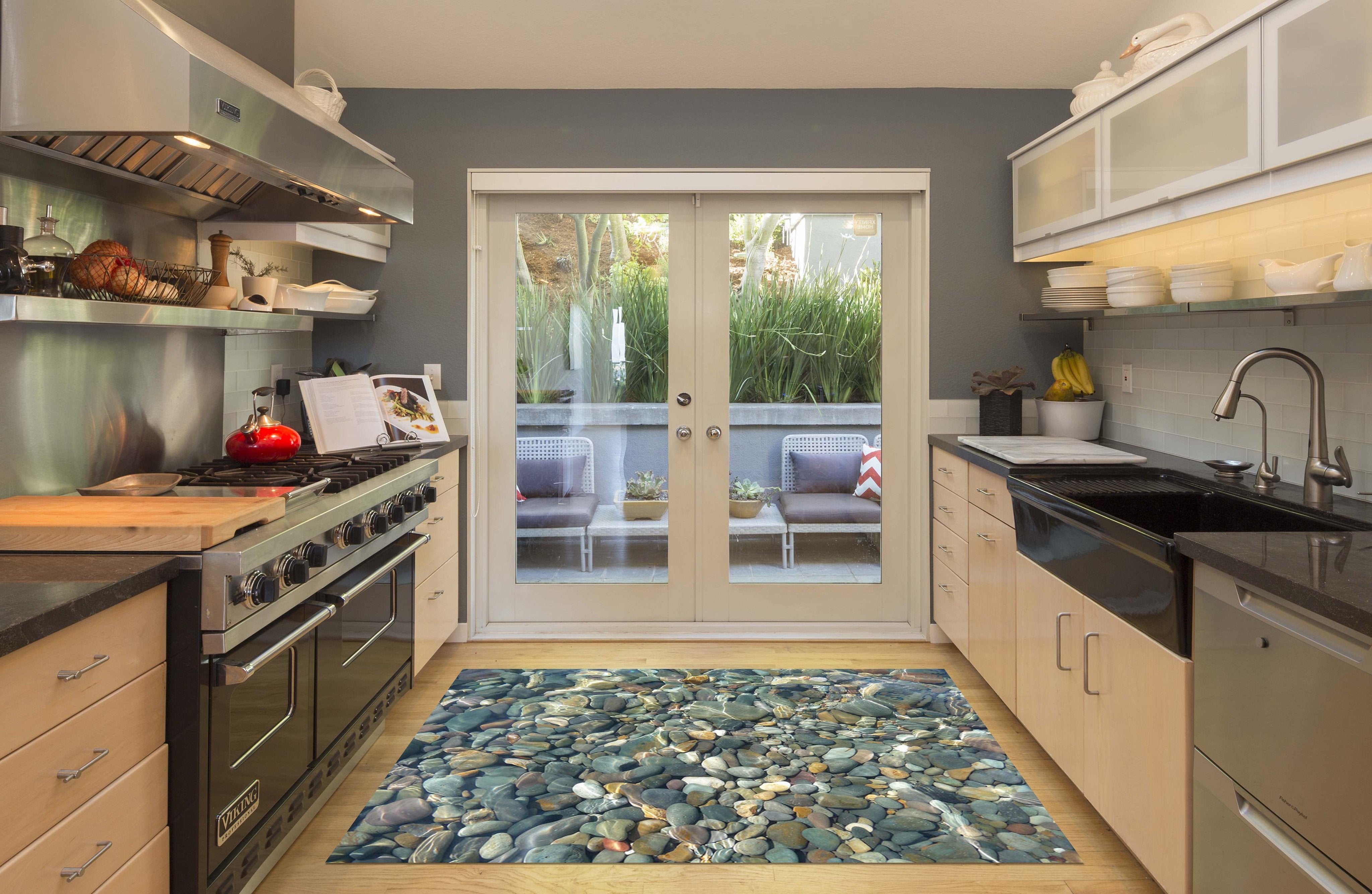 3D Clear Water Stones 158 Kitchen Mat Floor Mural Wallpaper AJ Wallpaper