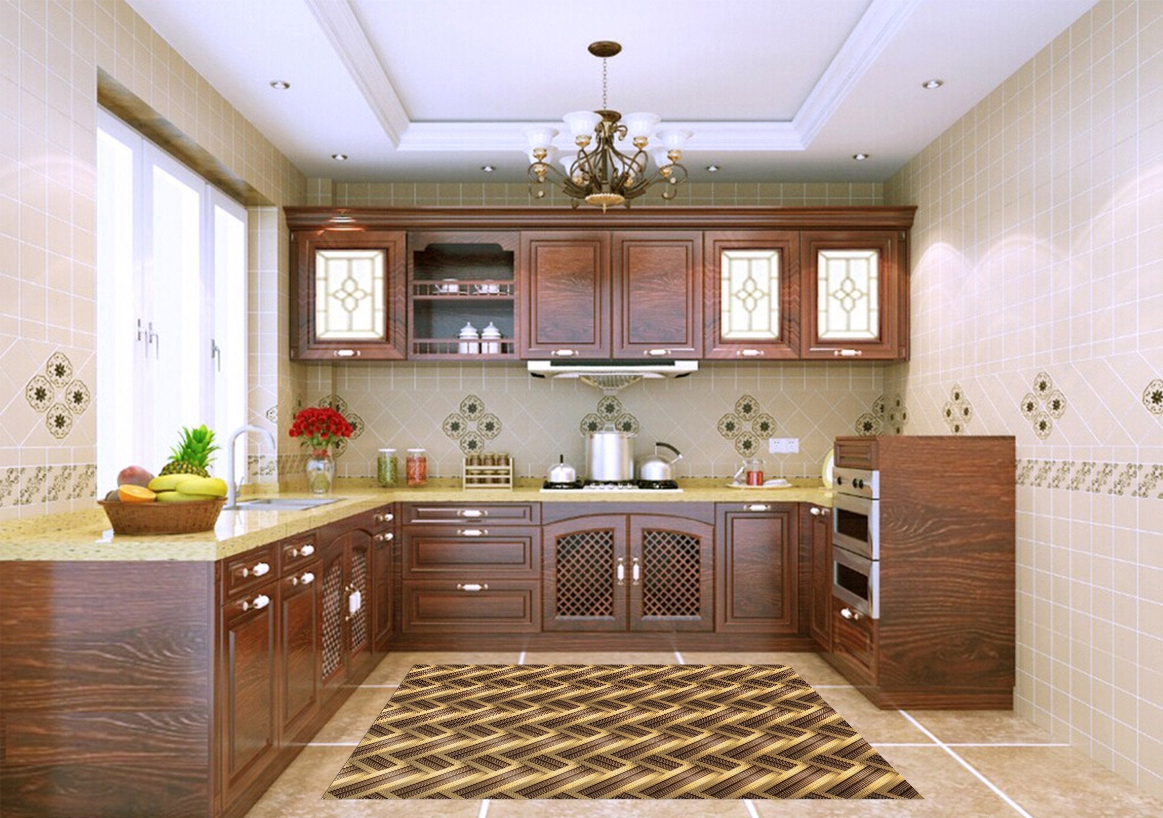3D Rattan Weave 03 Kitchen Mat Floor Mural Wallpaper AJ Wallpaper