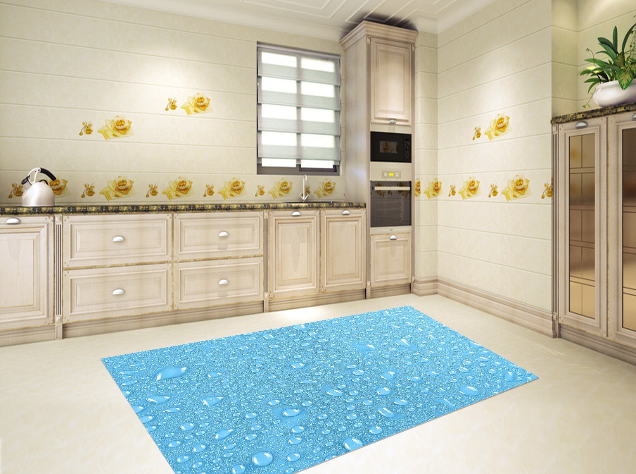 3D Water Droplets Kitchen Mat Floor Mural Wallpaper AJ Wallpaper