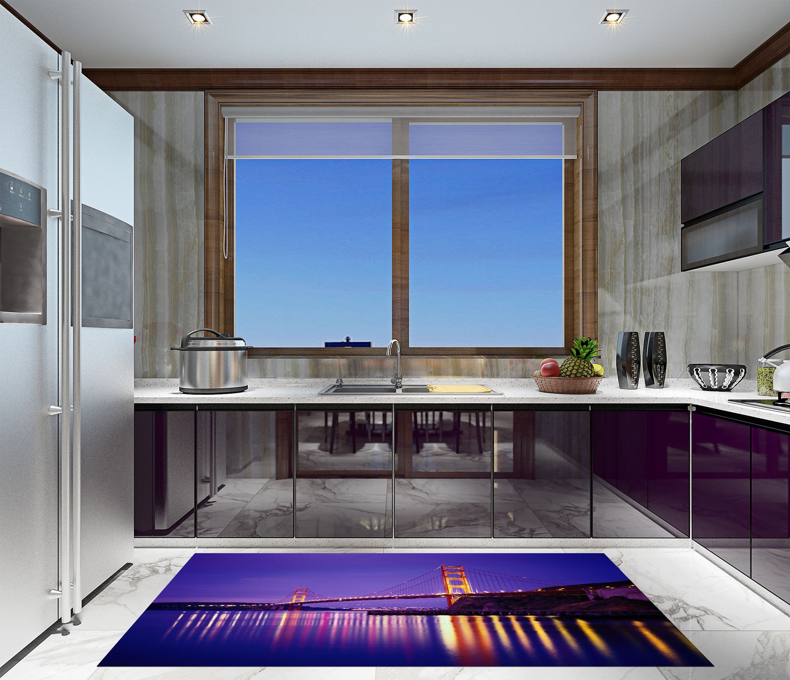 3D Golden Gate Bridge 062 Kitchen Mat Floor Mural Wallpaper AJ Wallpaper