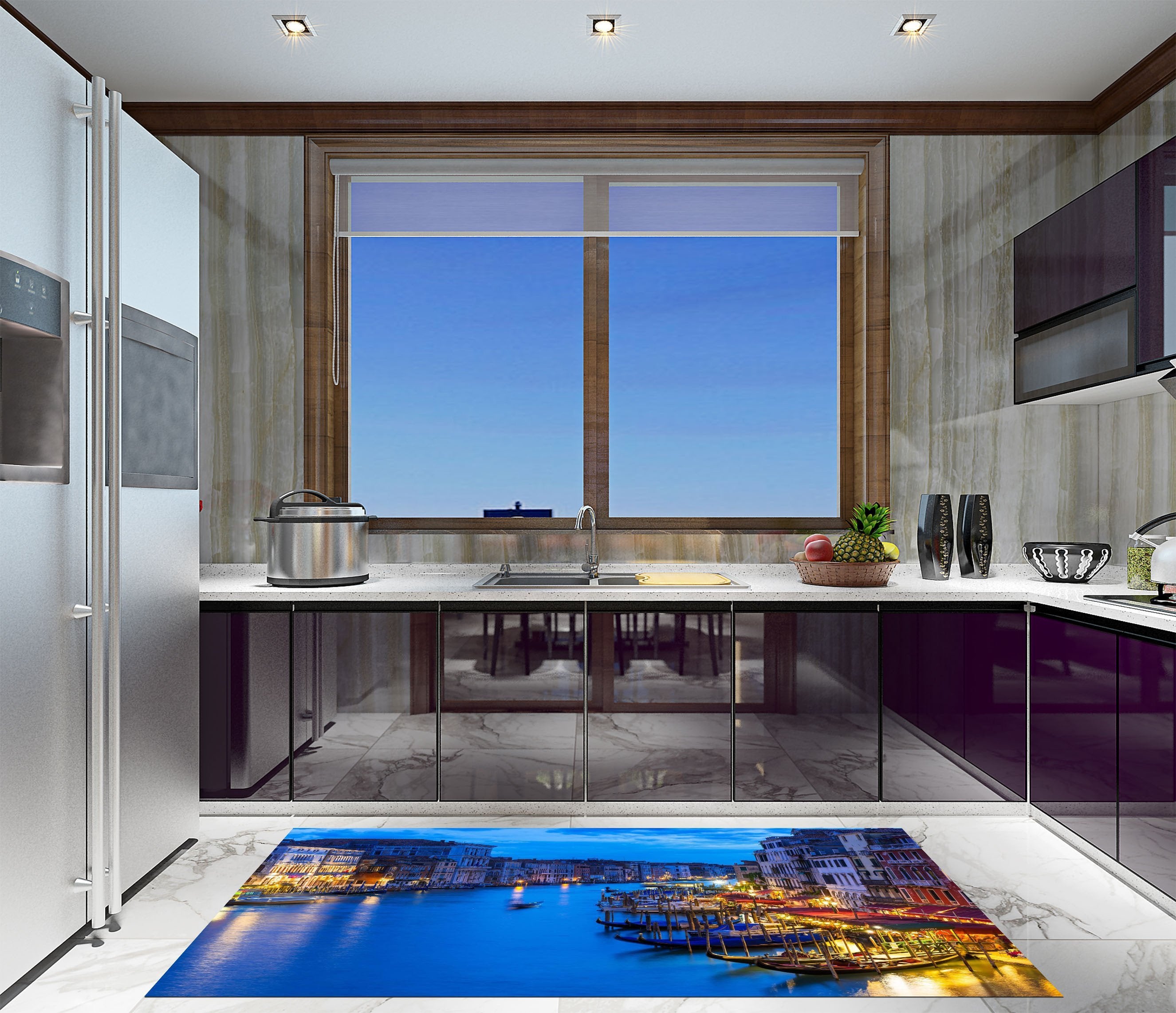 3D Venice Night View 697 Kitchen Mat Floor Mural Wallpaper AJ Wallpaper