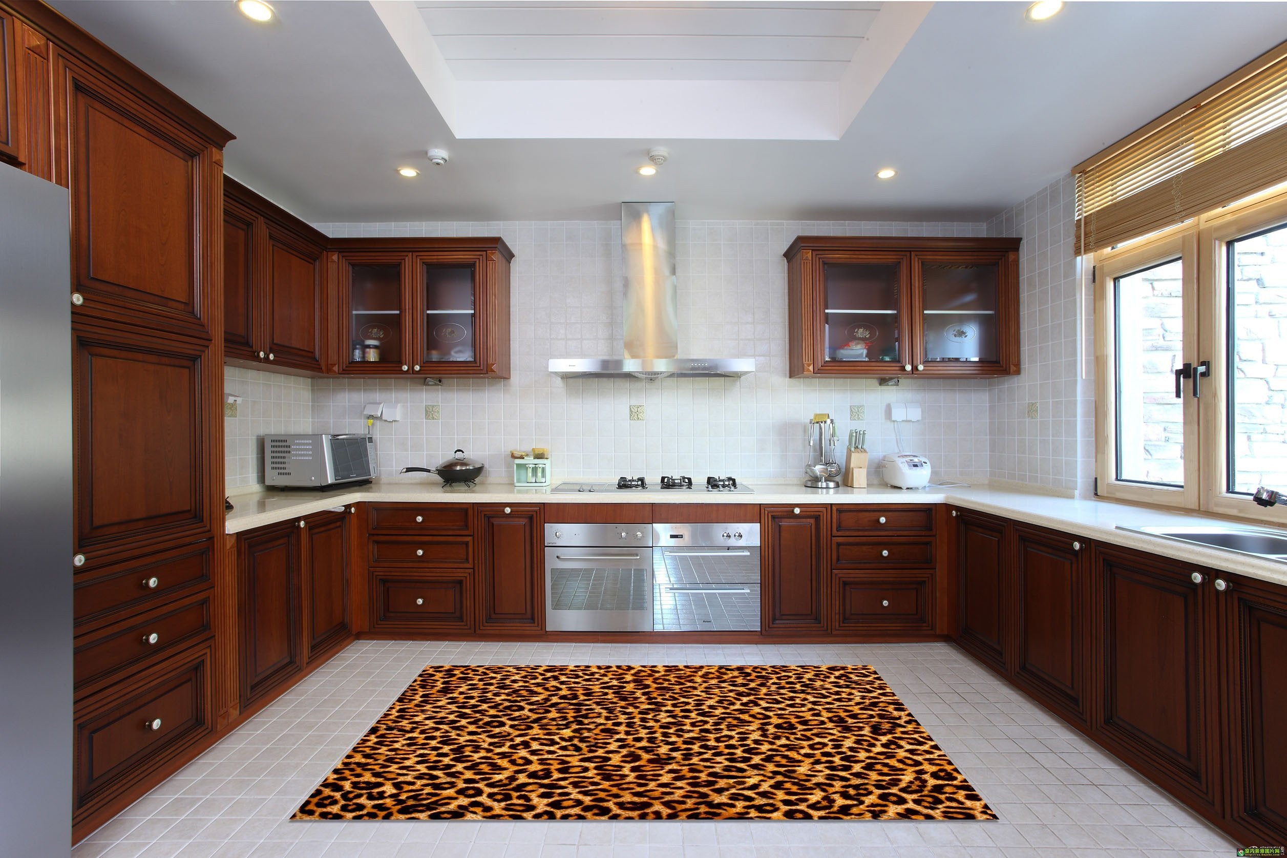 3D Leopard Prints Kitchen Mat Floor Mural Wallpaper AJ Wallpaper