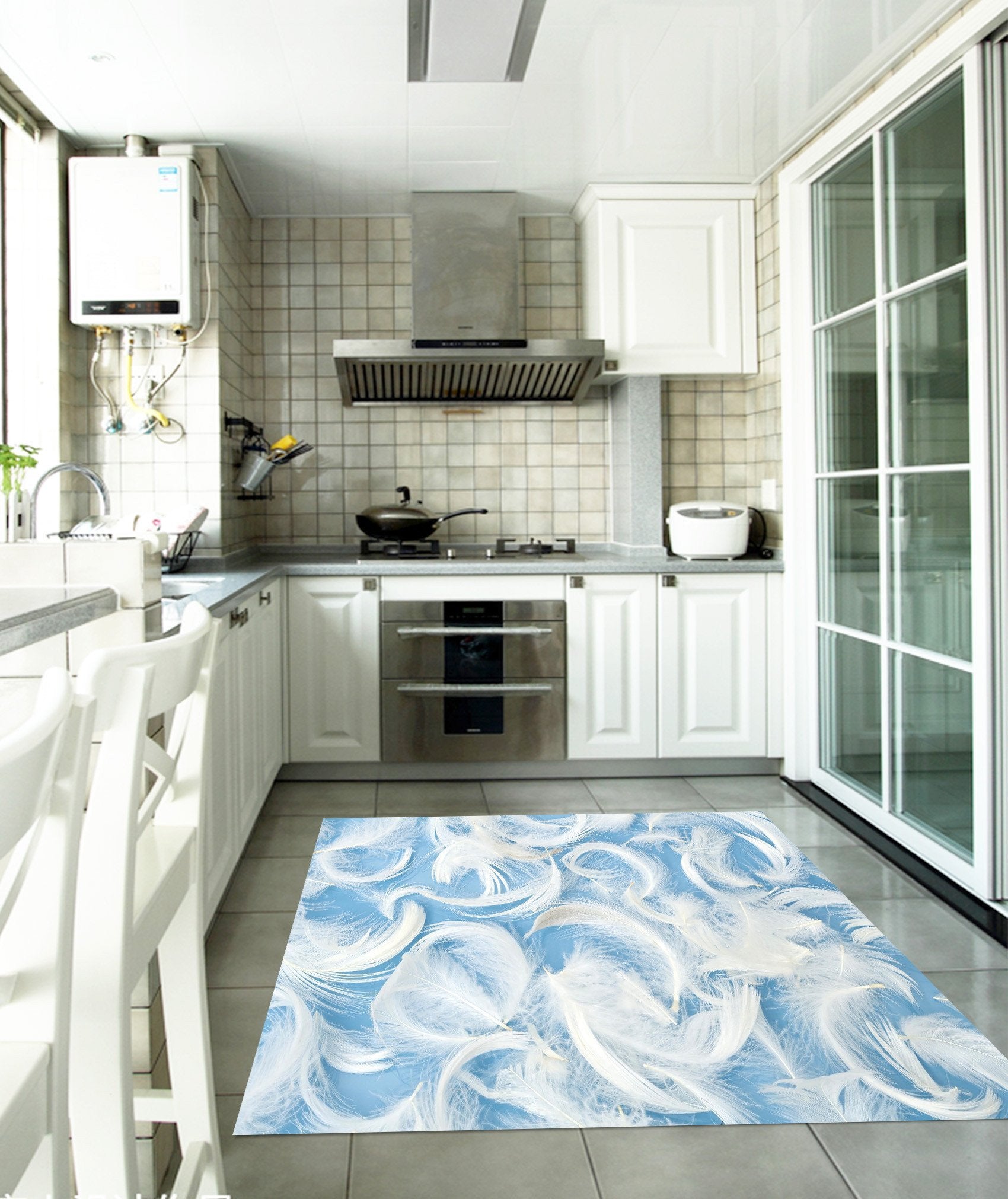 3D Feathers Kitchen Mat Floor Mural Wallpaper AJ Wallpaper